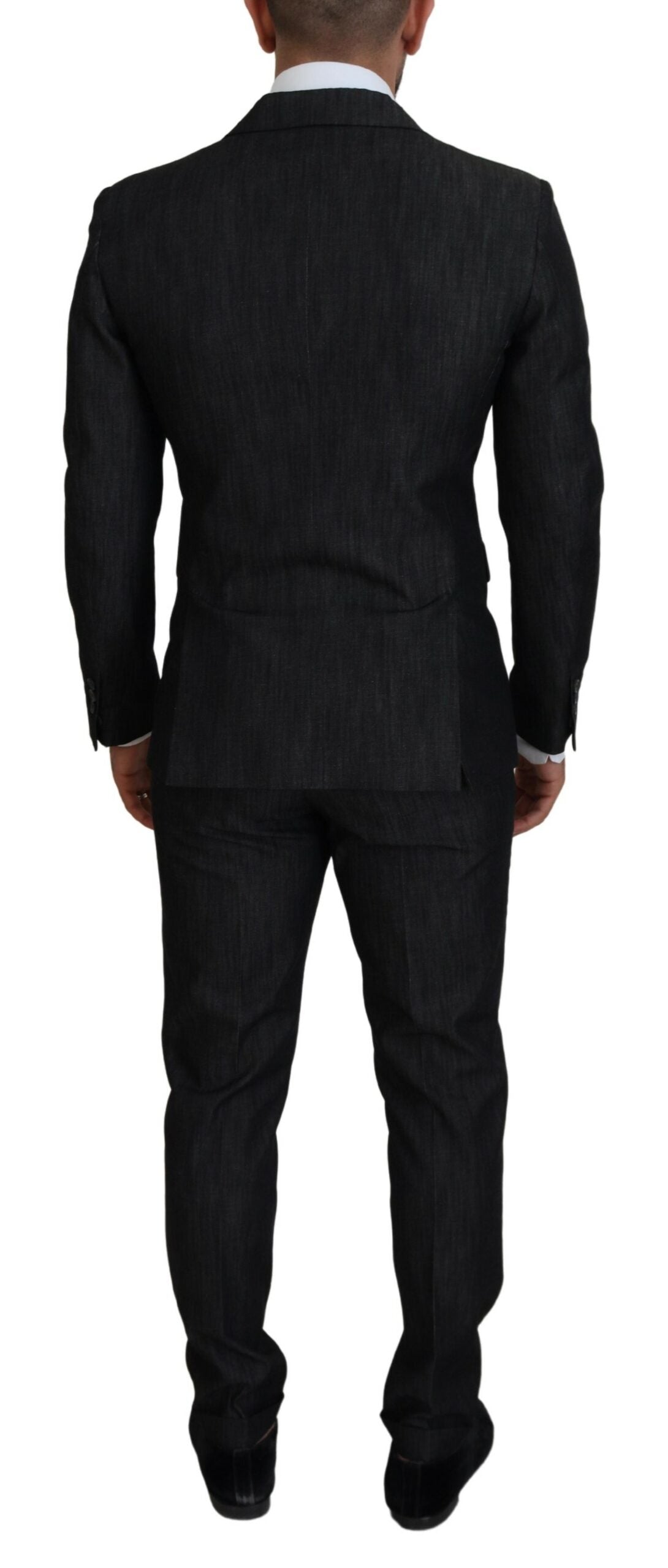 Costume MIAMI deux pièces en coton noir à simple boutonnage