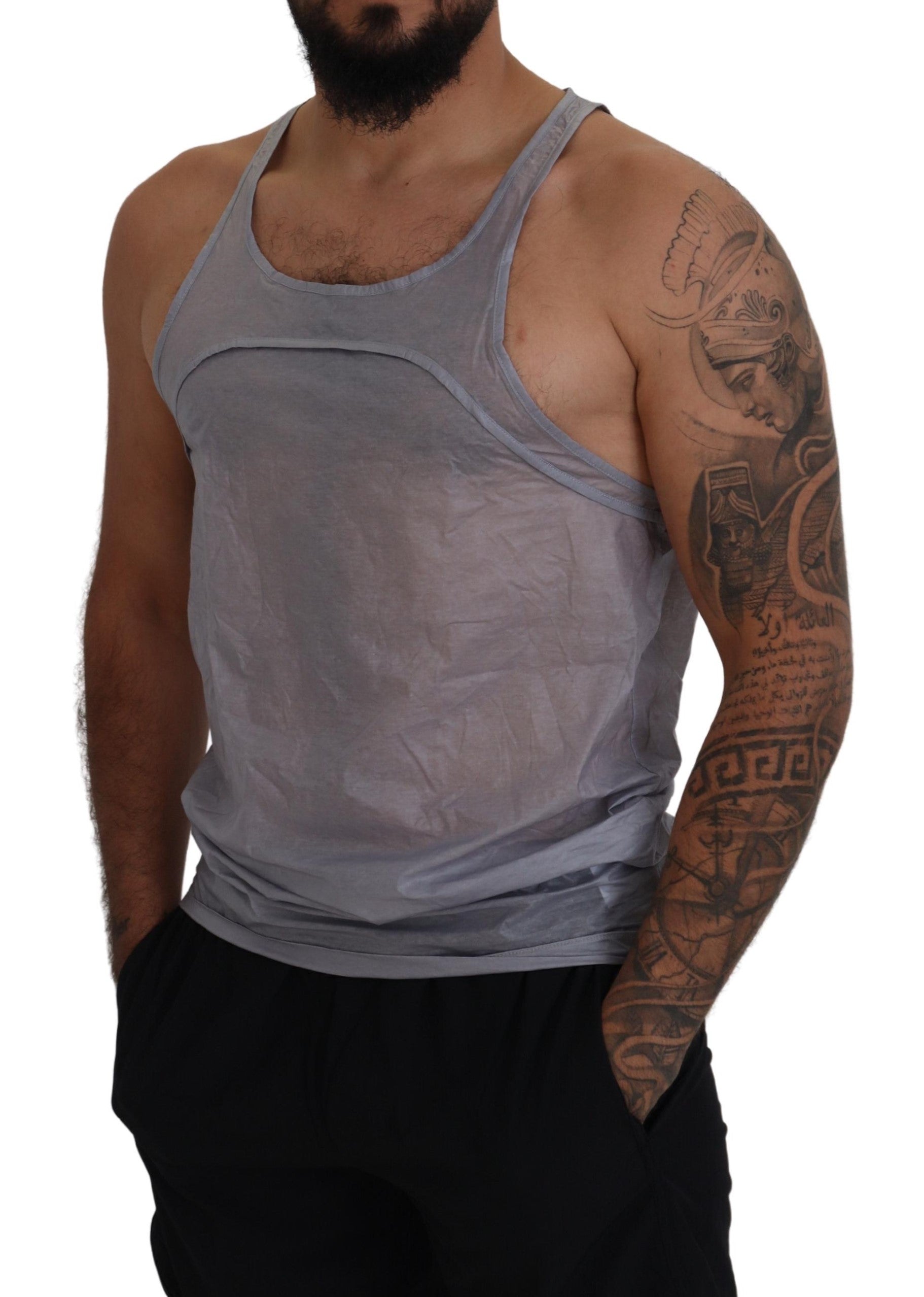 Débardeur sans manches en coton gris clair pour homme