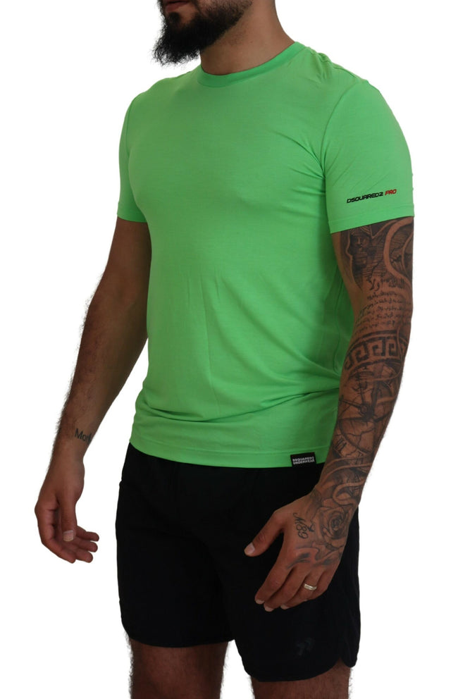 Green Modal Short Sleeves Crewneck T-shirtDSQUARED2 Absolutely stunning, 100% Authentic brand new with tags DSQUARED2 t-shirt crafted from modal stretch features a short sleeves and crew neckline. Model: Short sleeve t-shirt Colour: Green Material: 95% Mo
