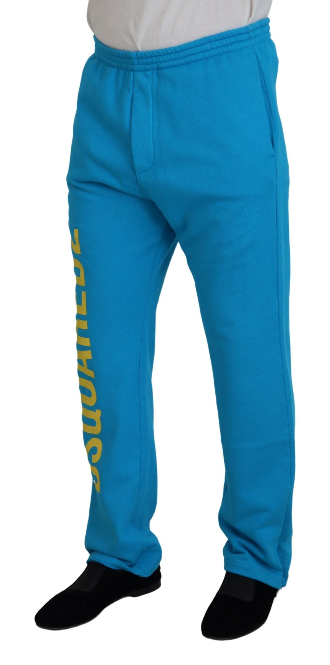Pantalon décontracté en coton bleu clair imprimé logo