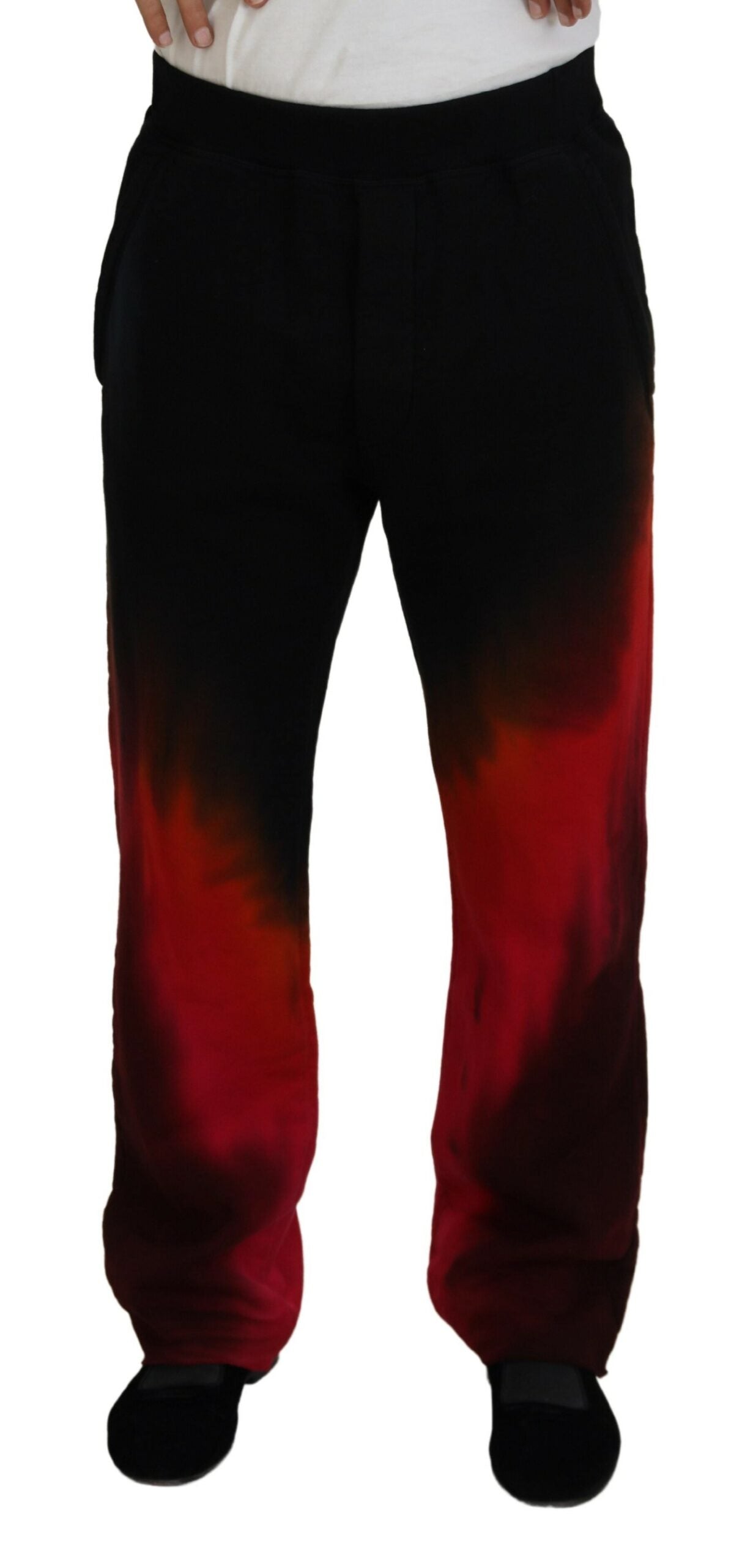 Schwarze lässige Baumwollhose mit Logo-Print