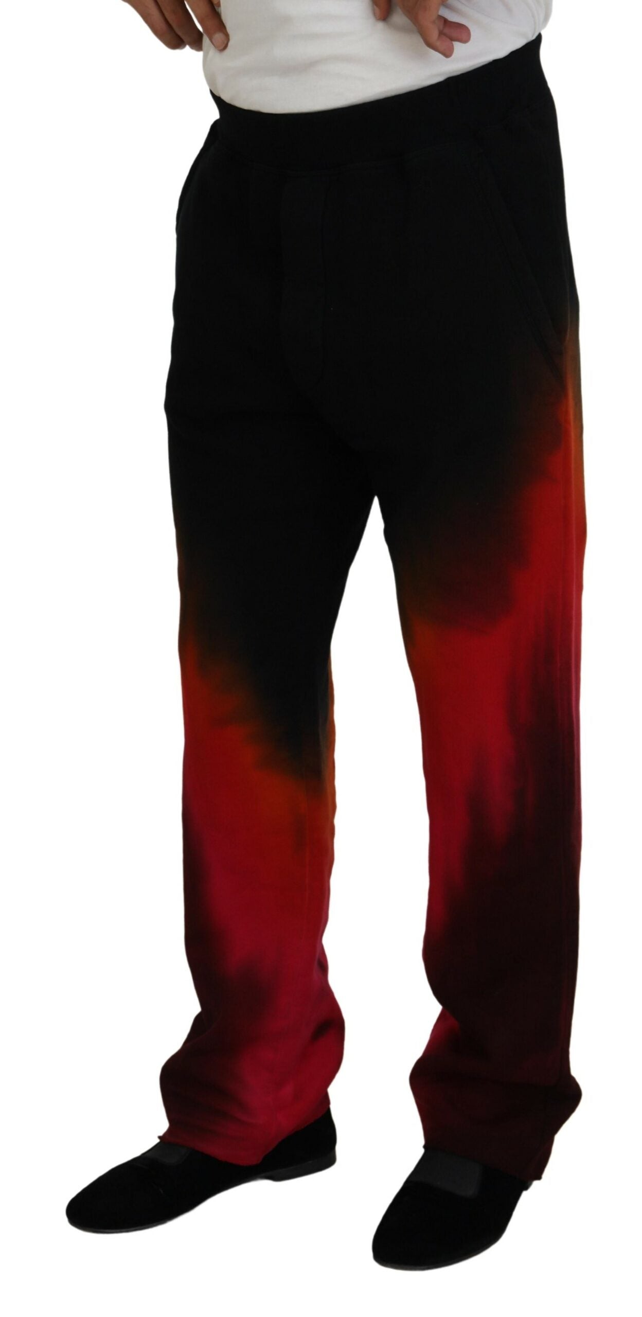 Schwarze lässige Baumwollhose mit Logo-Print
