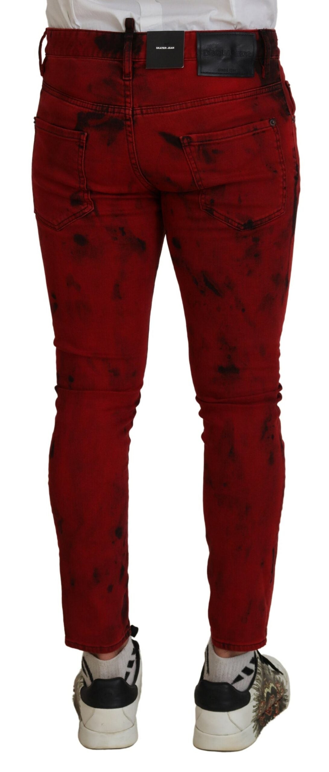 Jean skinny décontracté en coton rouge tie-dye