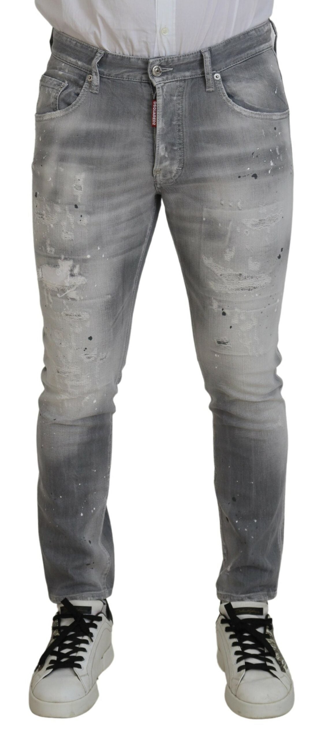 Jean slim décontracté en coton gris délavé pour homme