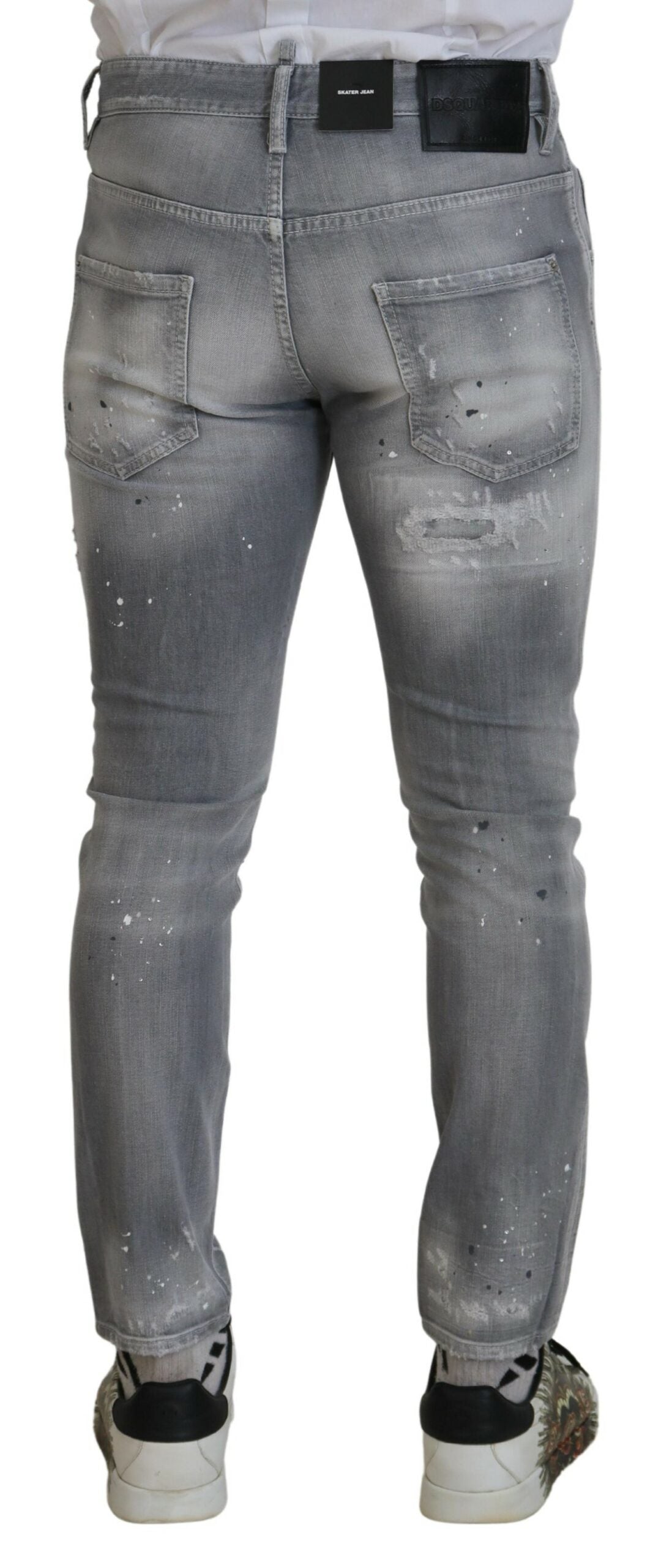 Jean slim décontracté en coton gris délavé pour homme