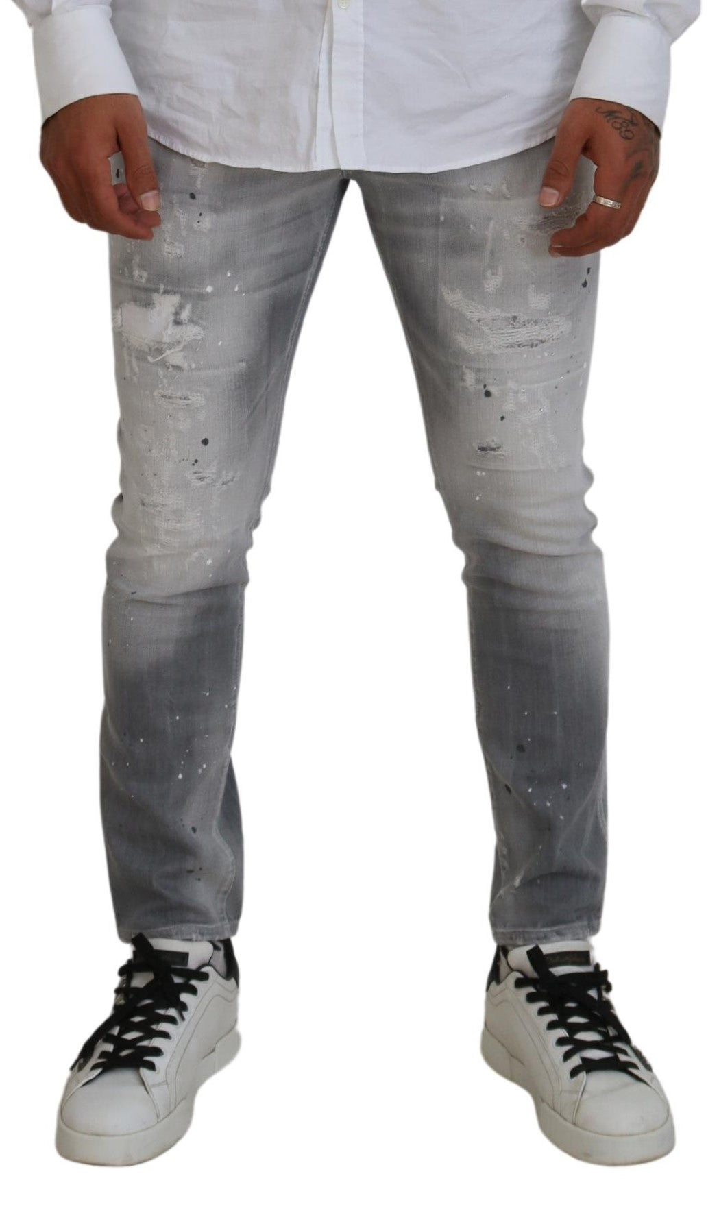 Jean slim décontracté en coton gris délavé pour homme