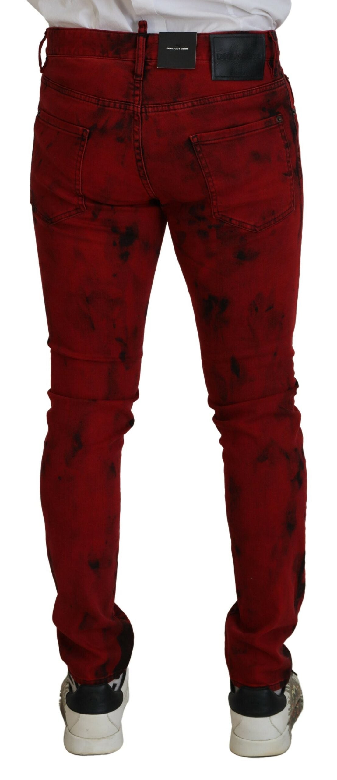 Dsquared² Rote Baumwoll-Tie-Dye-Skinny-Jeans für Herren