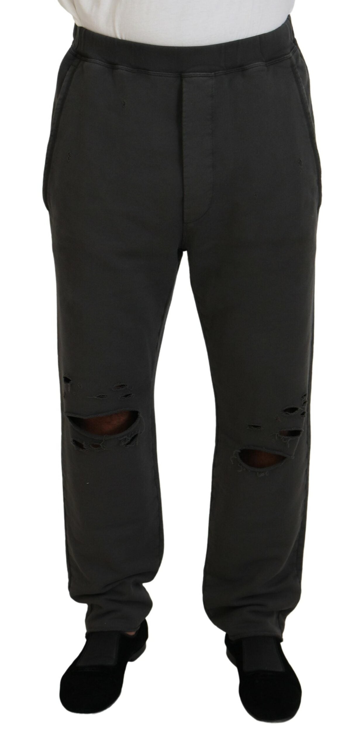 Pantalon décontracté en coton gris foncé pour homme