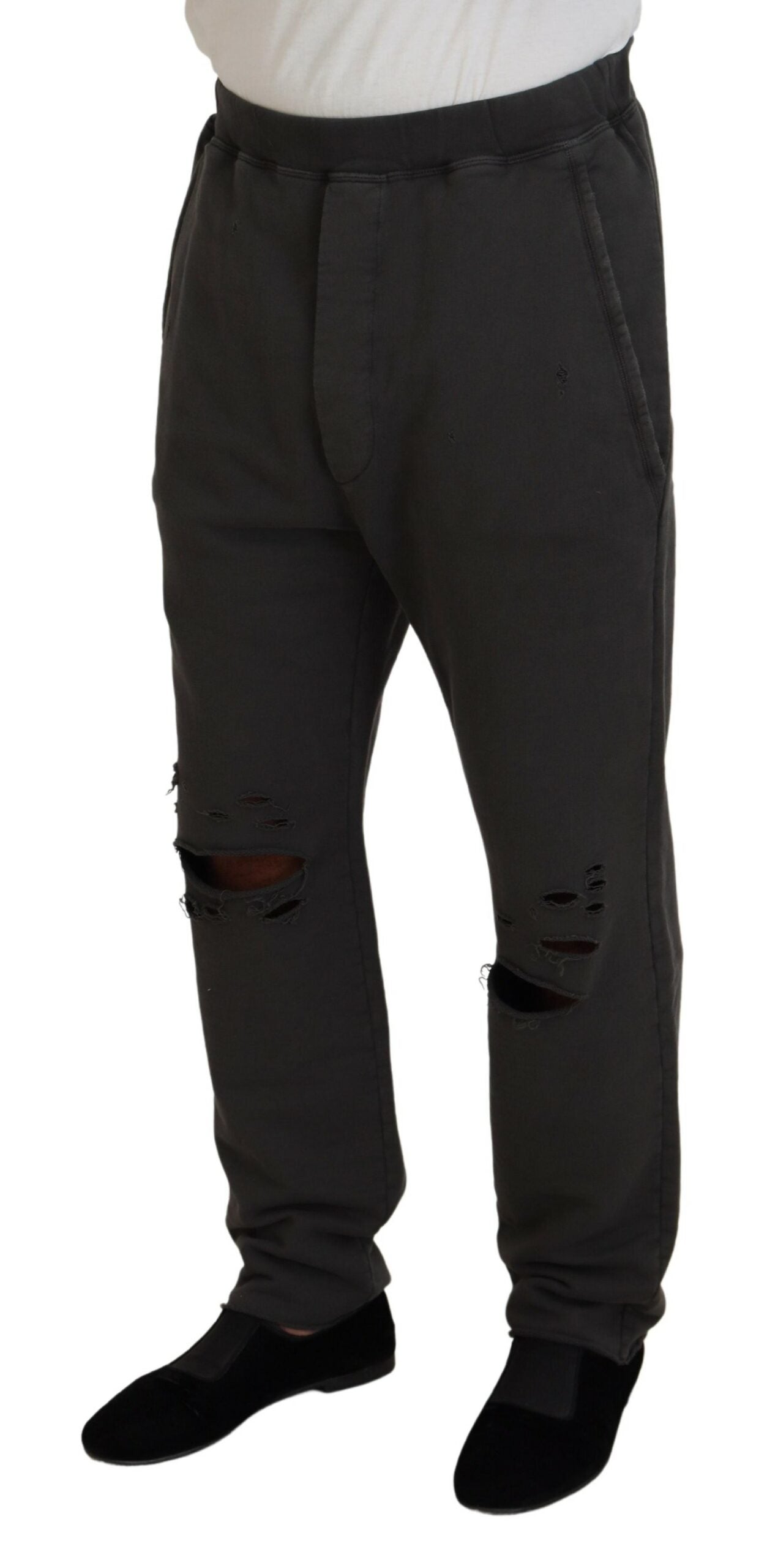 Pantalon décontracté en coton gris foncé pour homme
