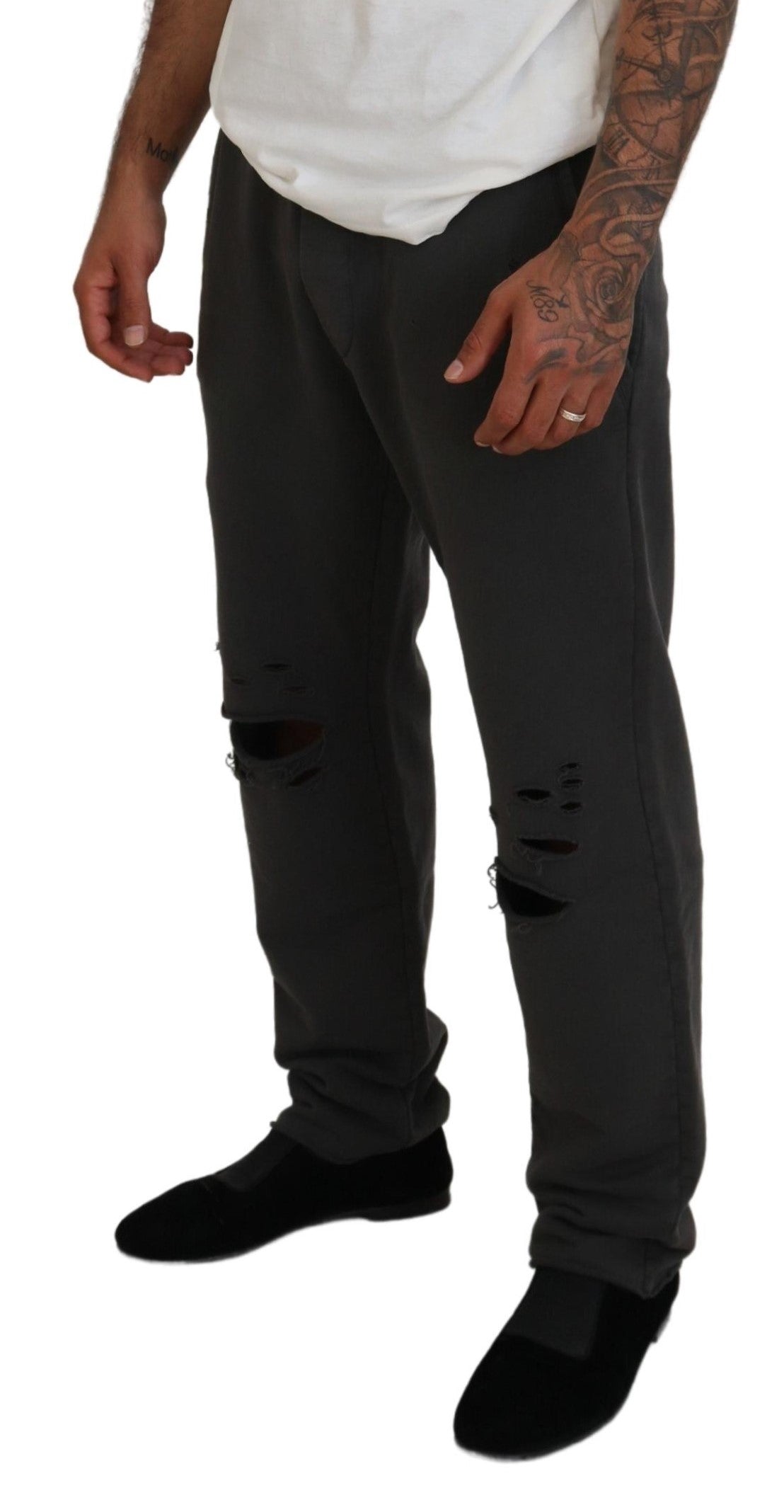 Pantalon décontracté en coton gris foncé pour homme