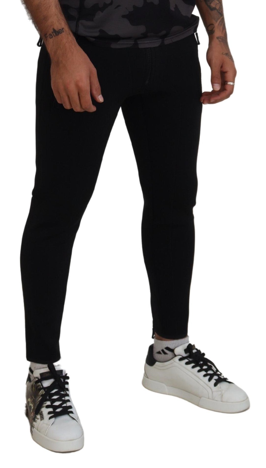 Pantalon slim en polyamide imprimé logo