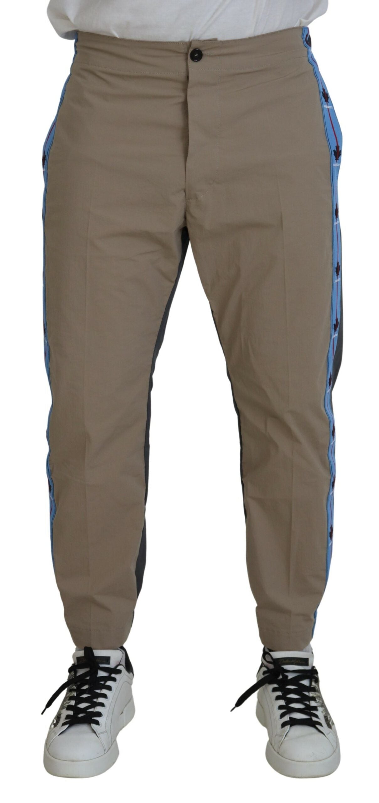 Pantalon décontracté homme bicolore en coton marron et gris