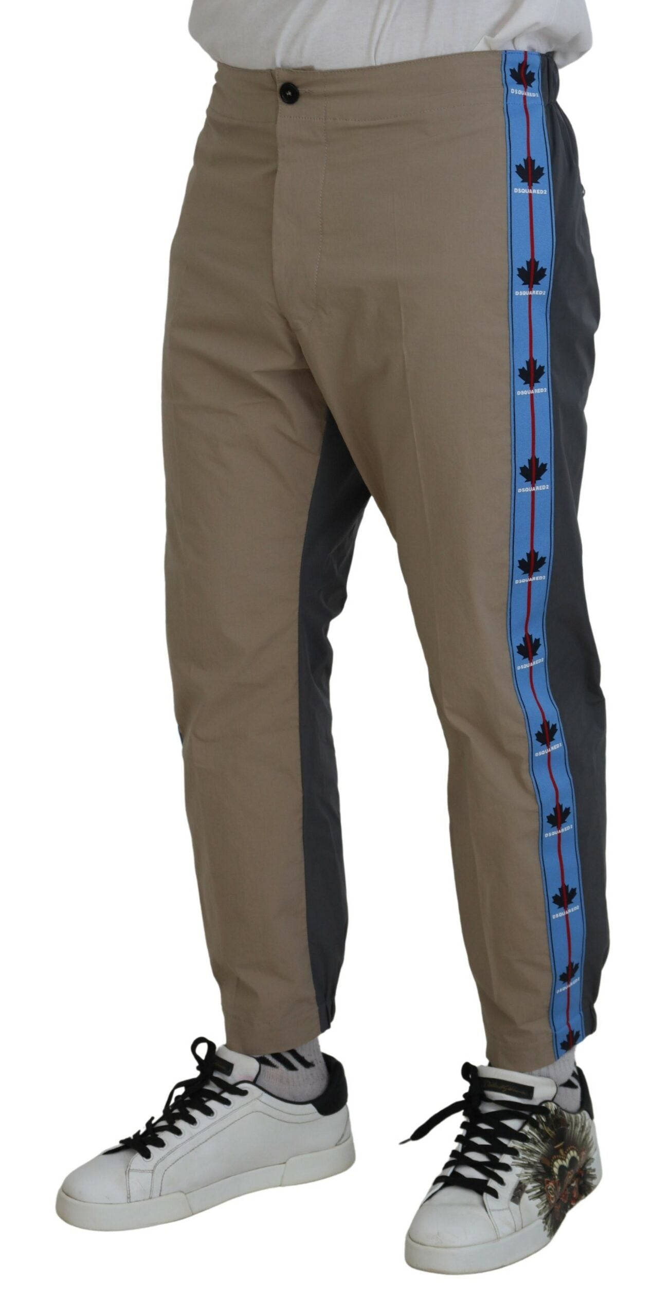 Pantalon décontracté homme bicolore en coton marron et gris