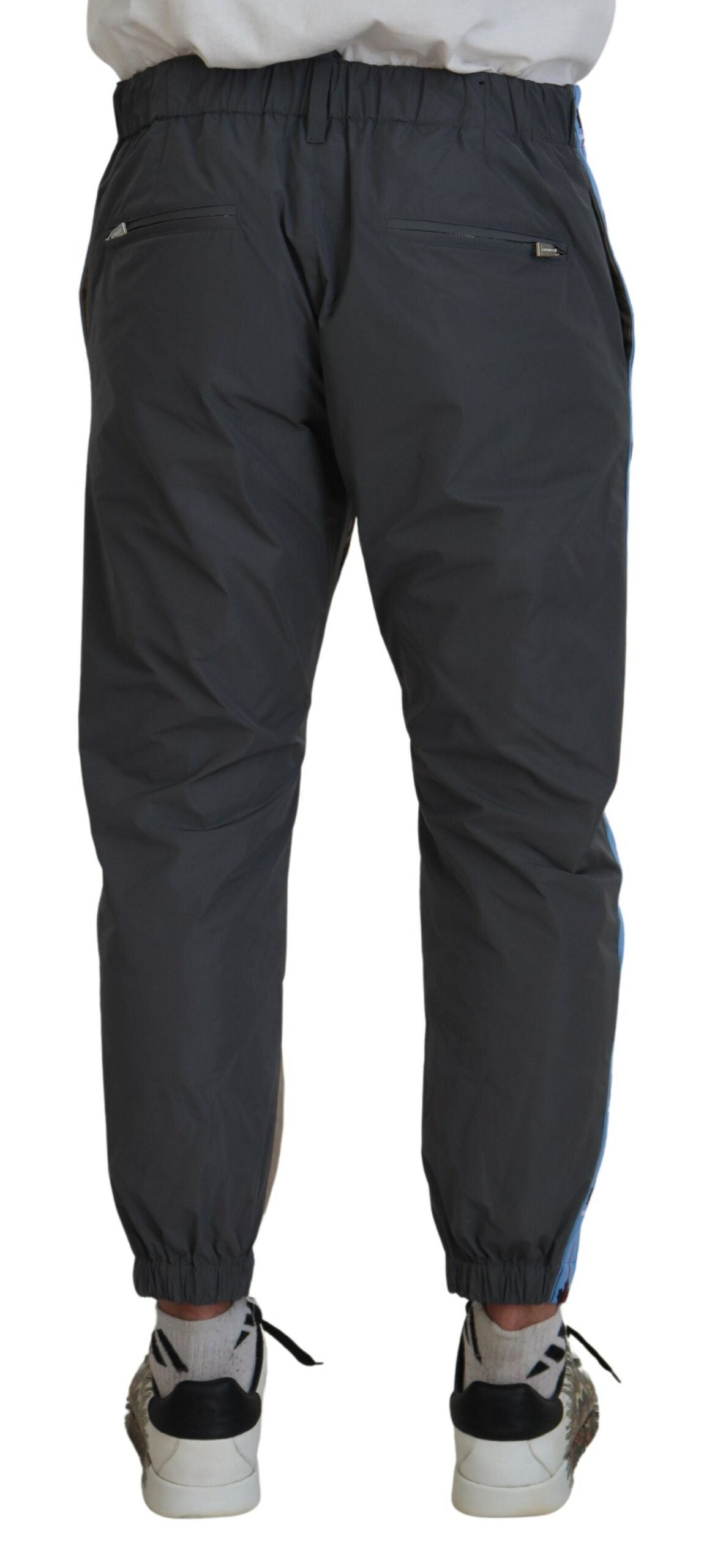 Pantalon décontracté homme bicolore en coton marron et gris