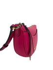 Dover Small Pink Half Moon Crossbody Bag PurseStyle: Michael Kors Dover Small Half Moon Crossbody Bag (Electric Pink) Material: Pebbled Leather Features: 3 Inner Card Slots, Adjustable Crossbody Strap, Jacquard Lining, Zip Closure, Outer Slip Pocket Measu