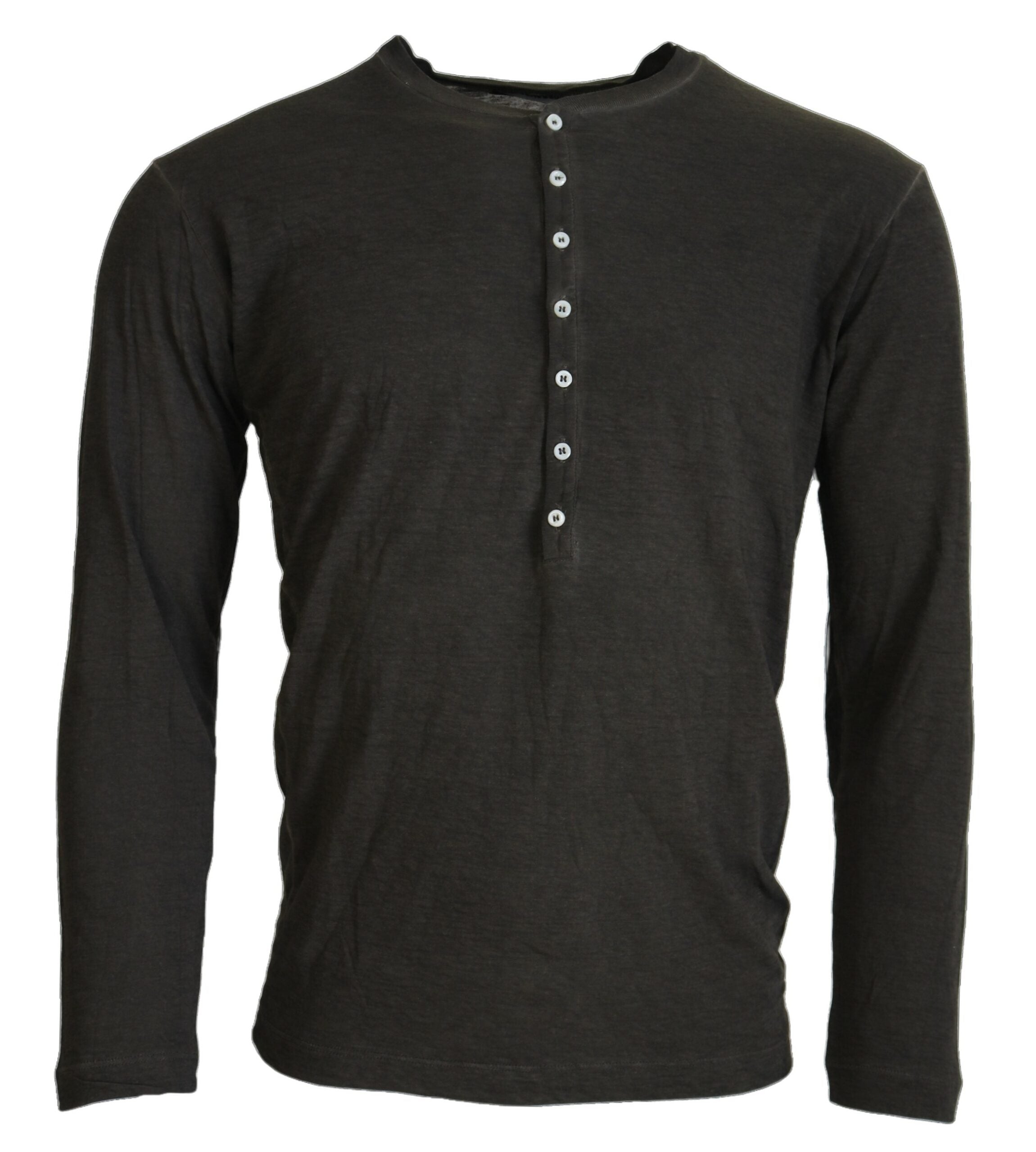 Pull-over gris en coton et lin à manches longues