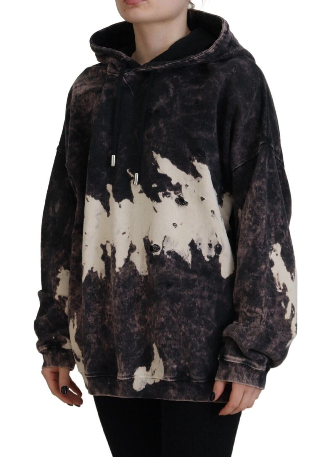 Sweat à capuche multicolore en coton teint