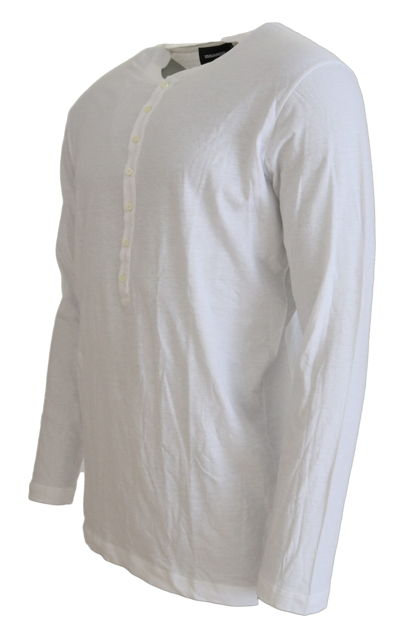 Pull-over blanc en coton et lin à manches longues