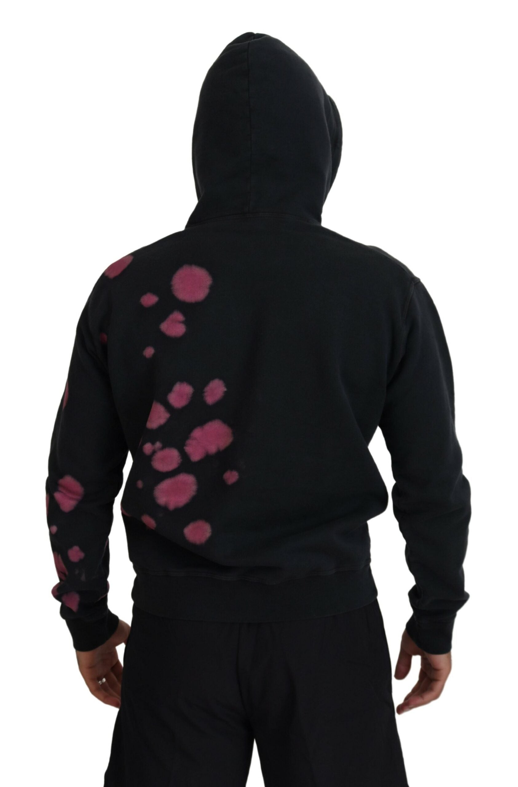 Sweat-shirt à capuche en coton noir tie-dye