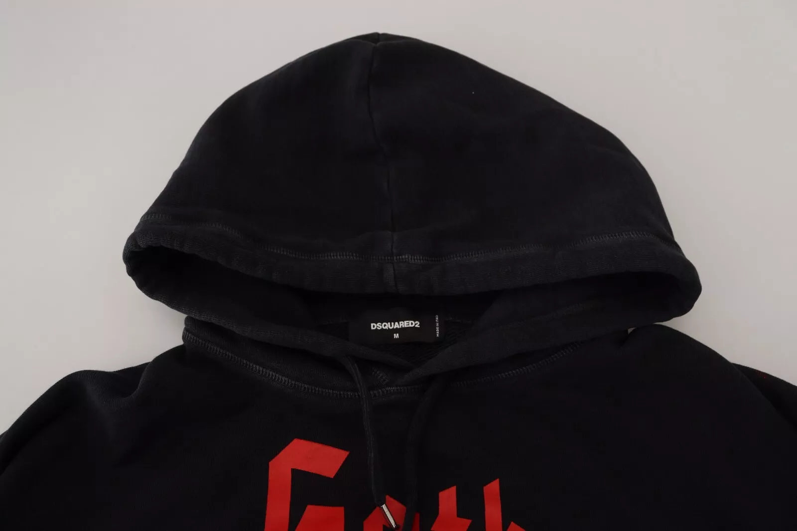 Dsquared² Pull-over à capuche imprimé en coton noir pour homme