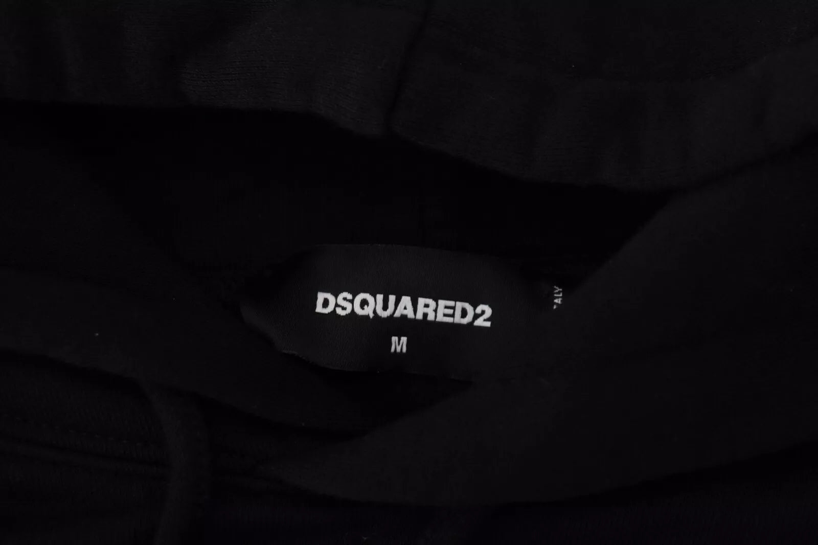 Pull-over à capuche imprimé en coton noir pour homme