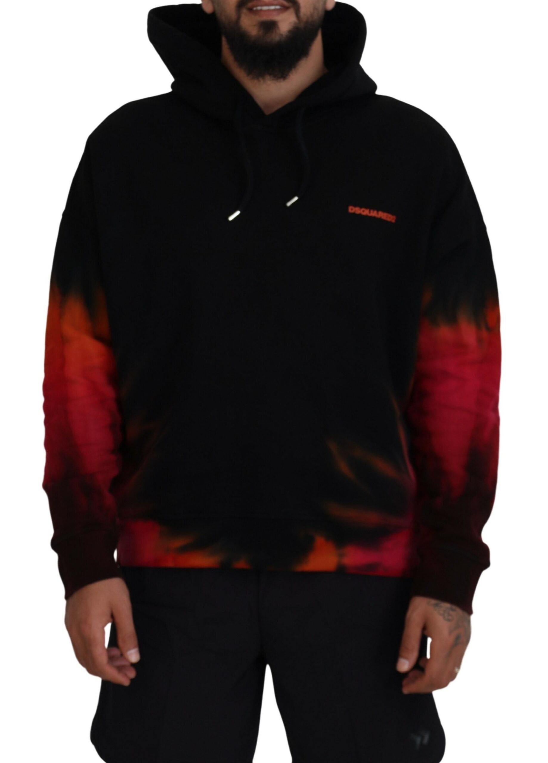 Schwarzer Rot-Baumwoll-Tie-Dye-Kapuzenpullover