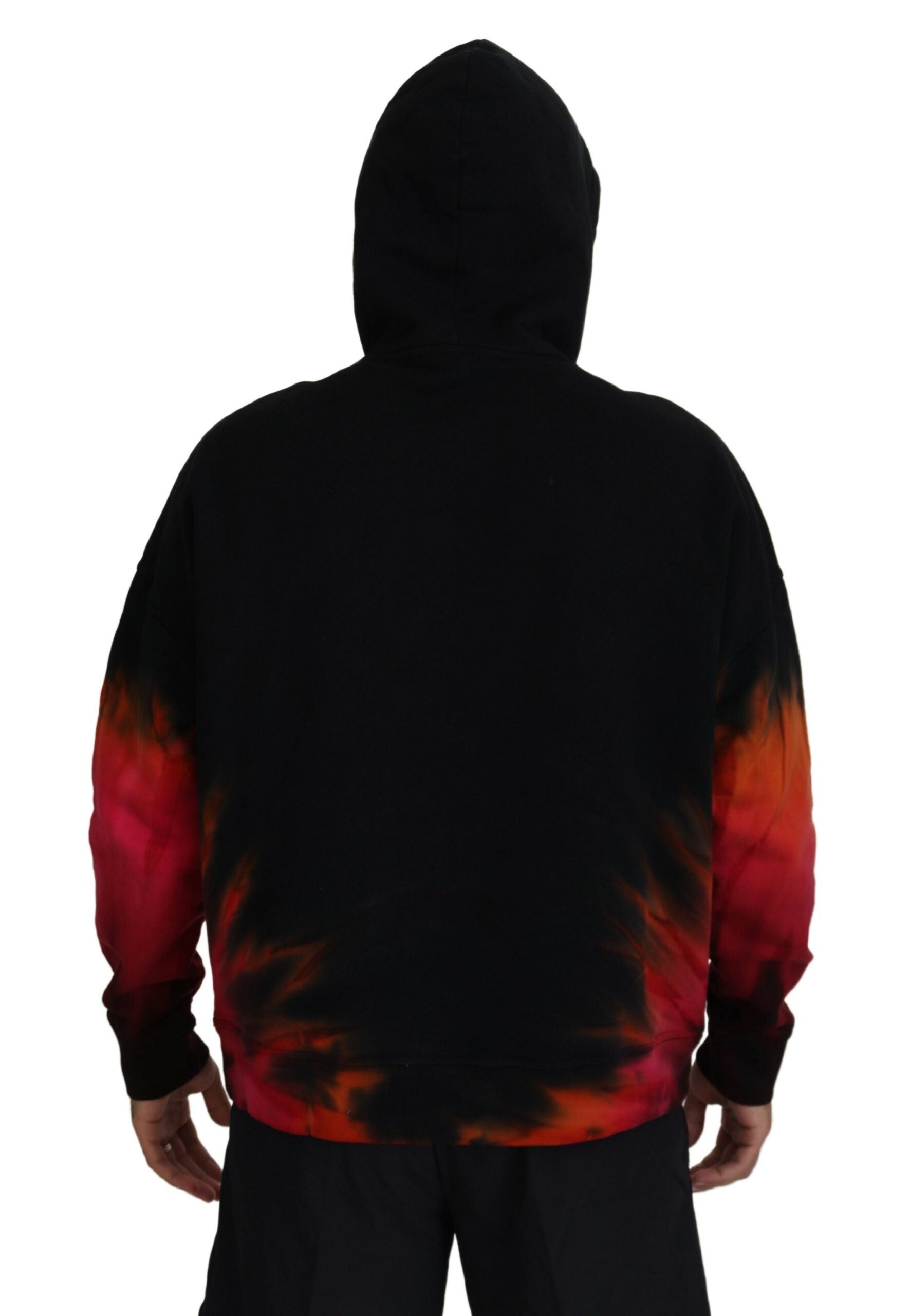 Pull à capuche tie-dye en coton noir et rouge
