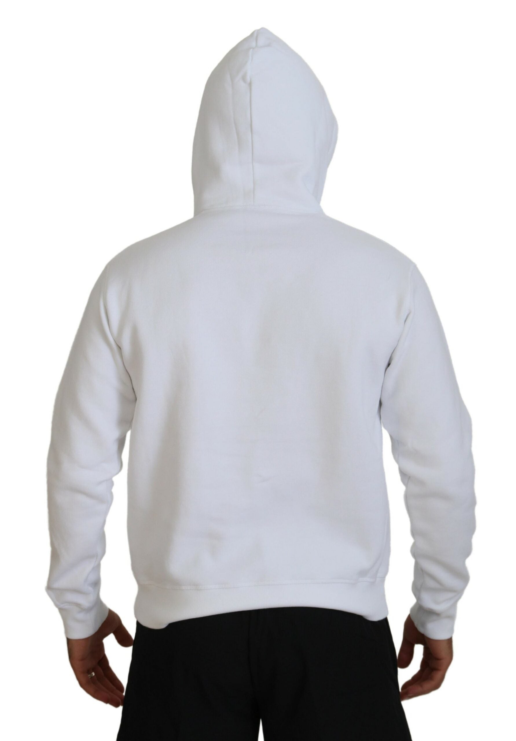 Pull-over à capuche imprimé en coton blanc pour homme