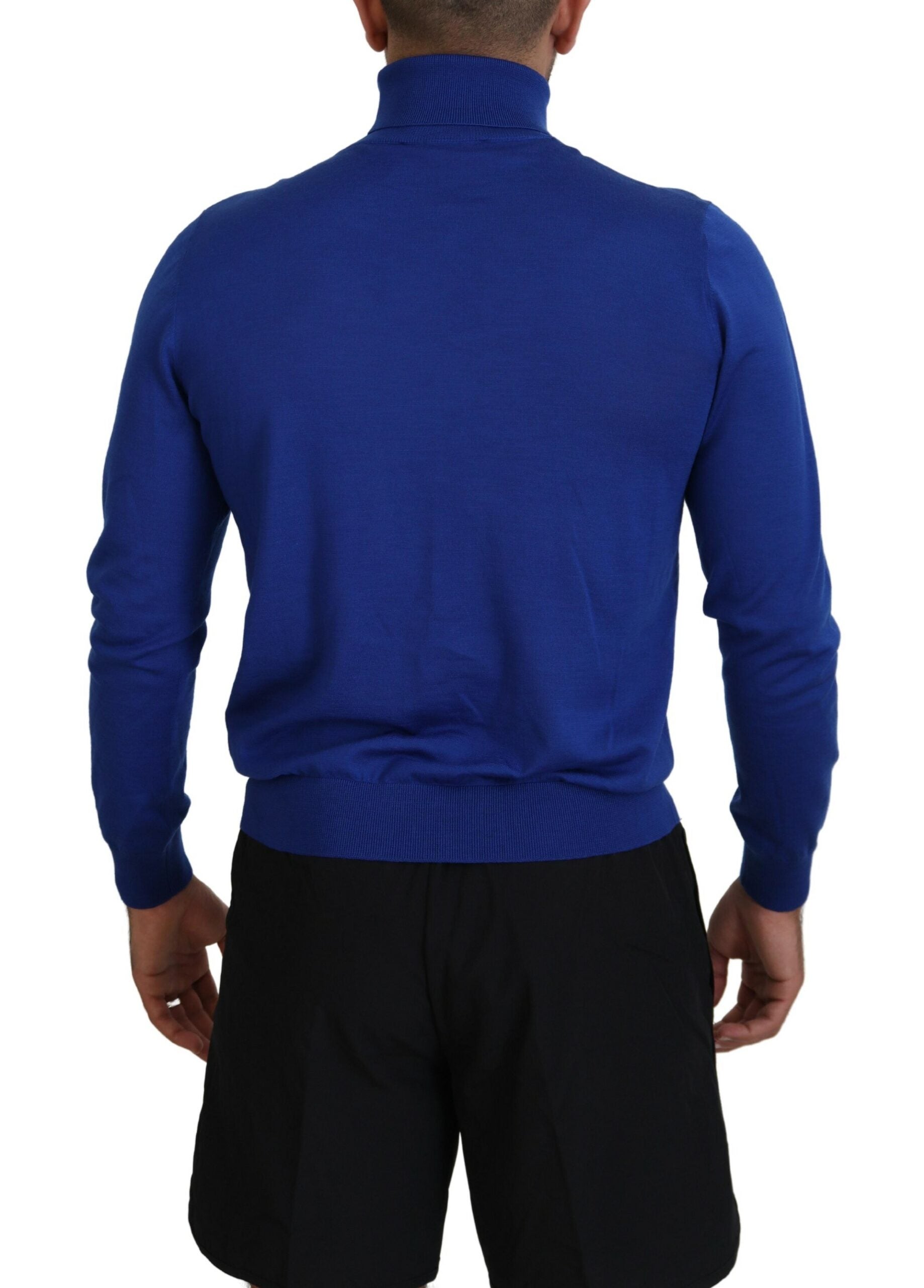 Pull à col roulé à manches longues imprimé logo bleu