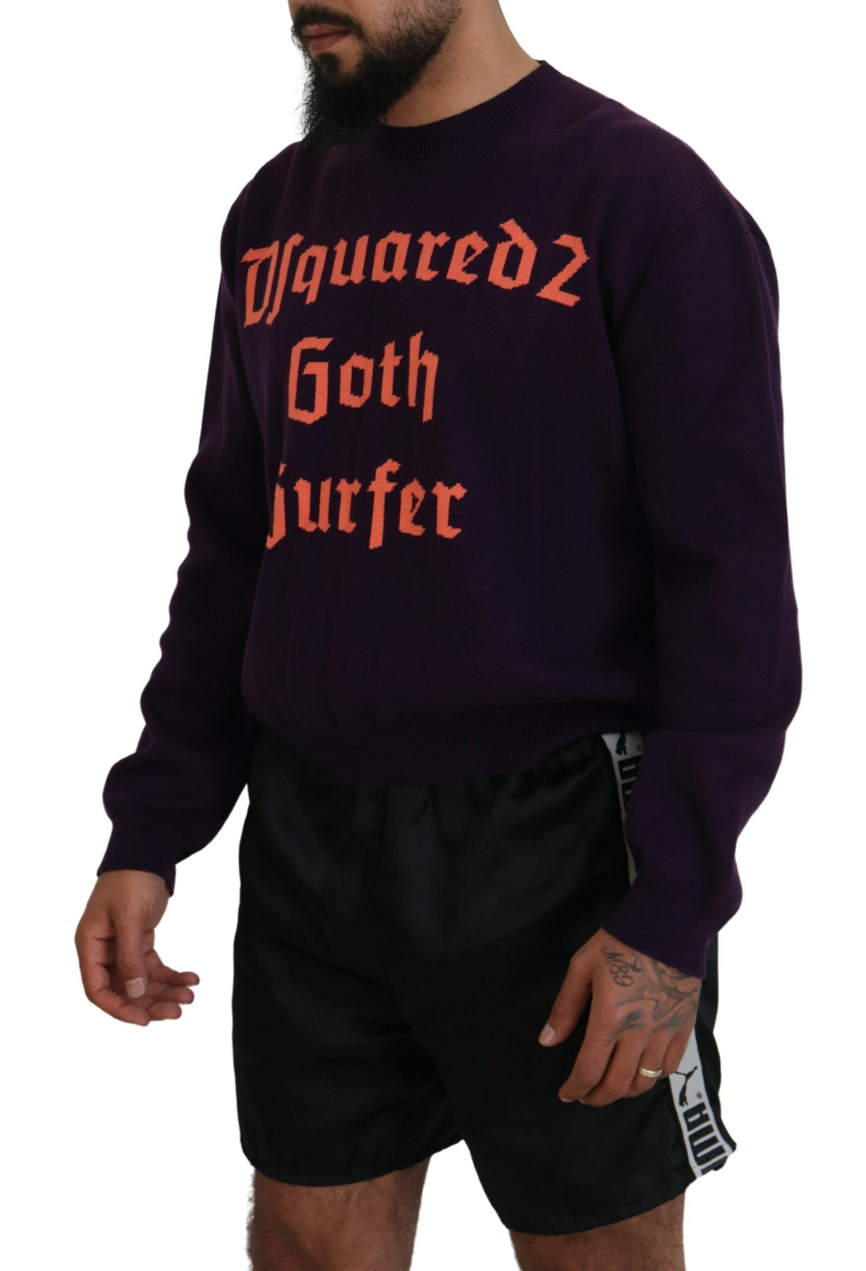 Pull-over homme en coton imprimé violet
