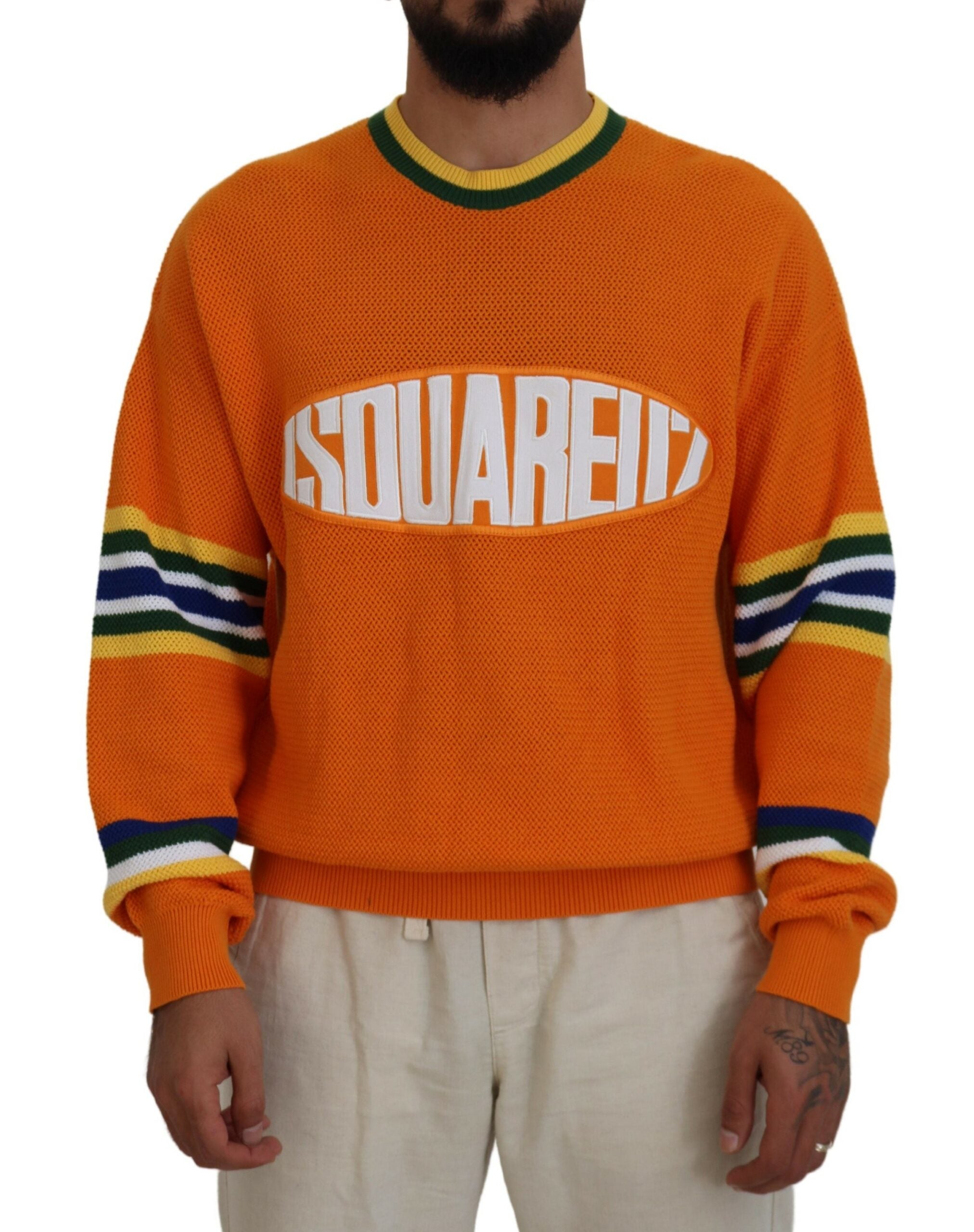 Pull-over orange à manches longues pour homme