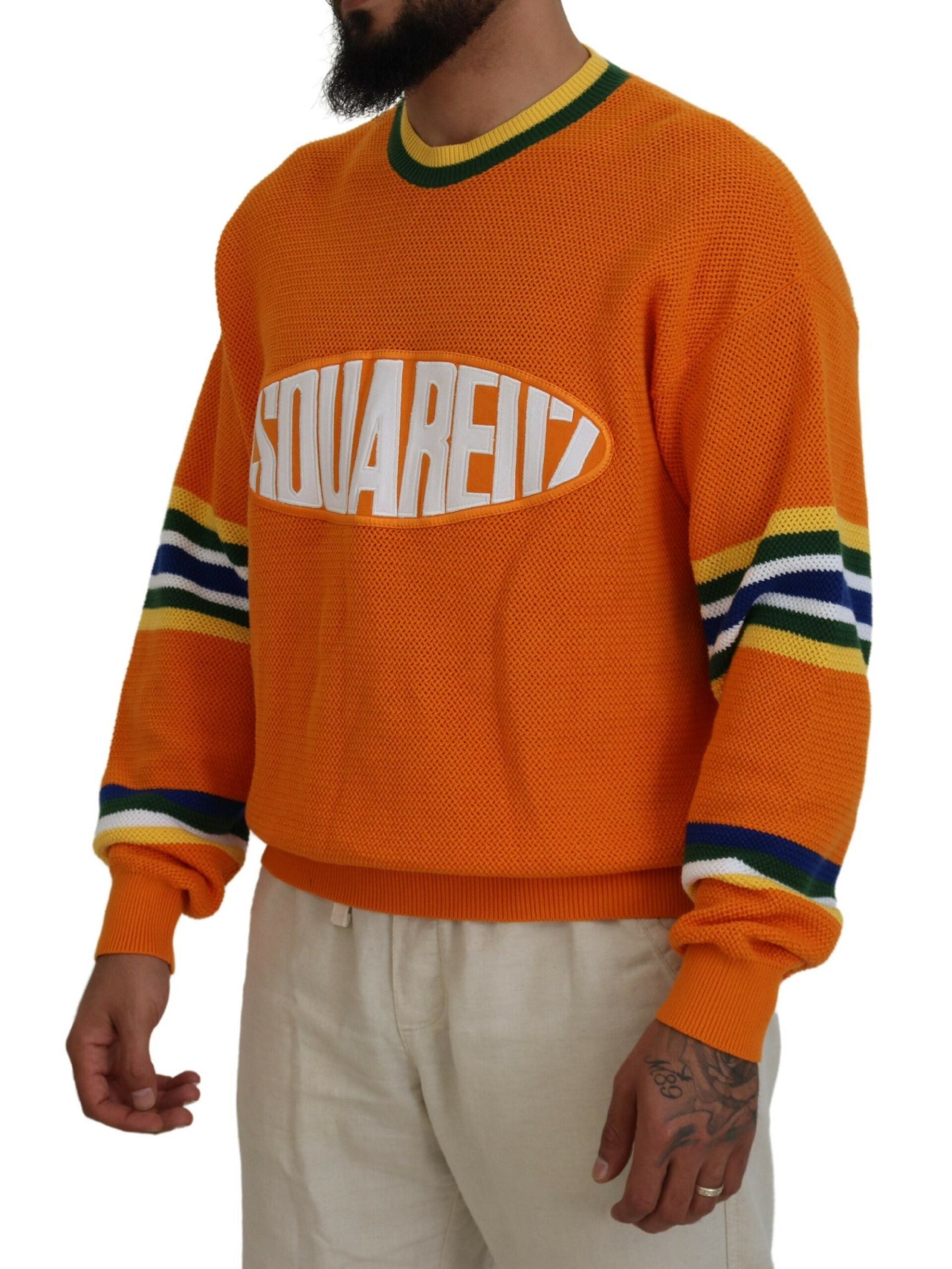 Pull-over orange à manches longues pour homme