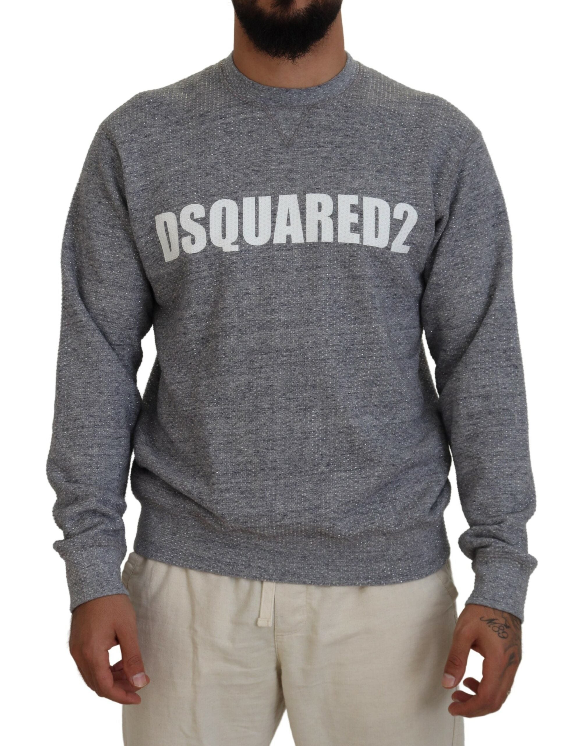 Pull homme orné de cristaux gris