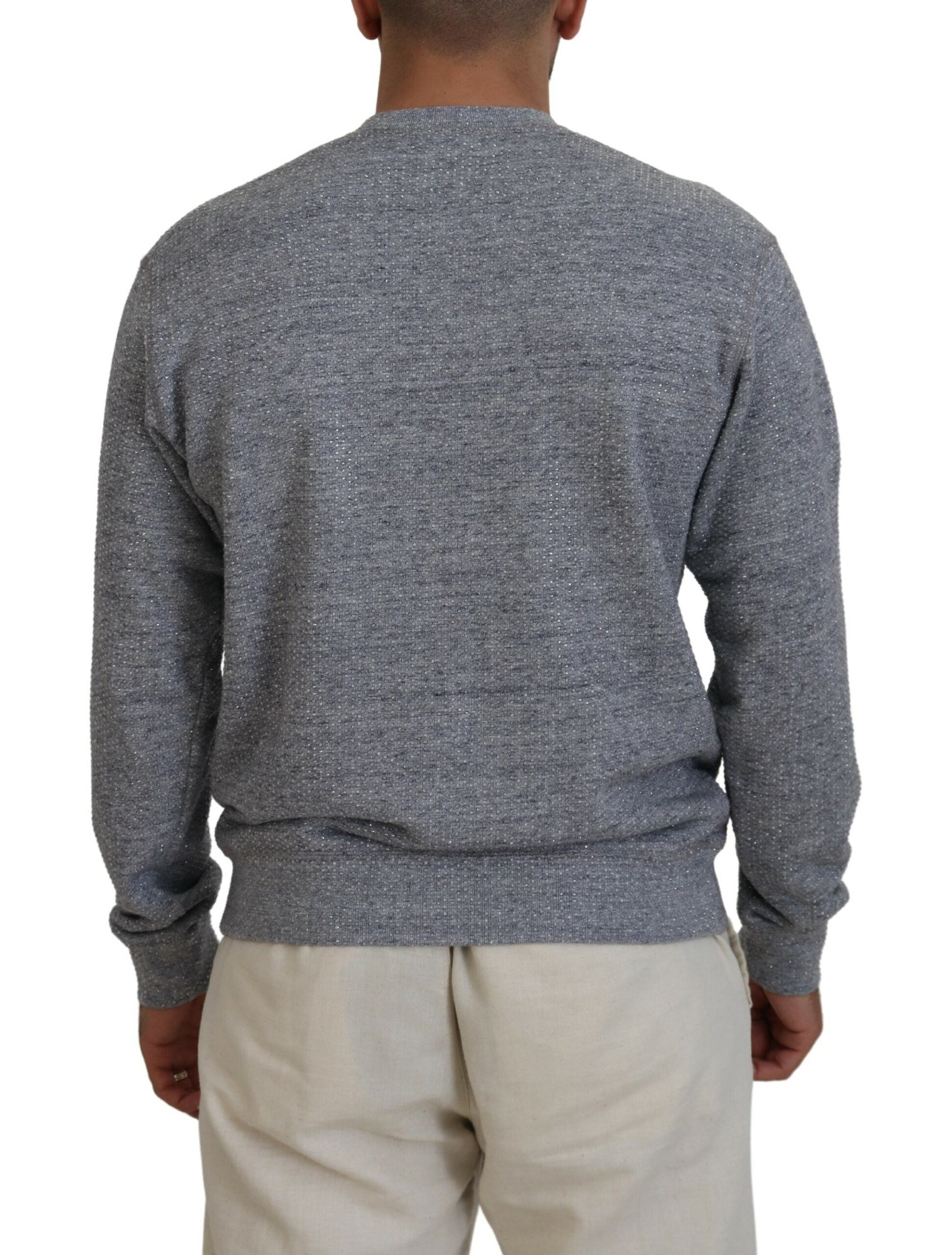 Dsquared² Grauer Herrenpullover mit Kristallverzierung
