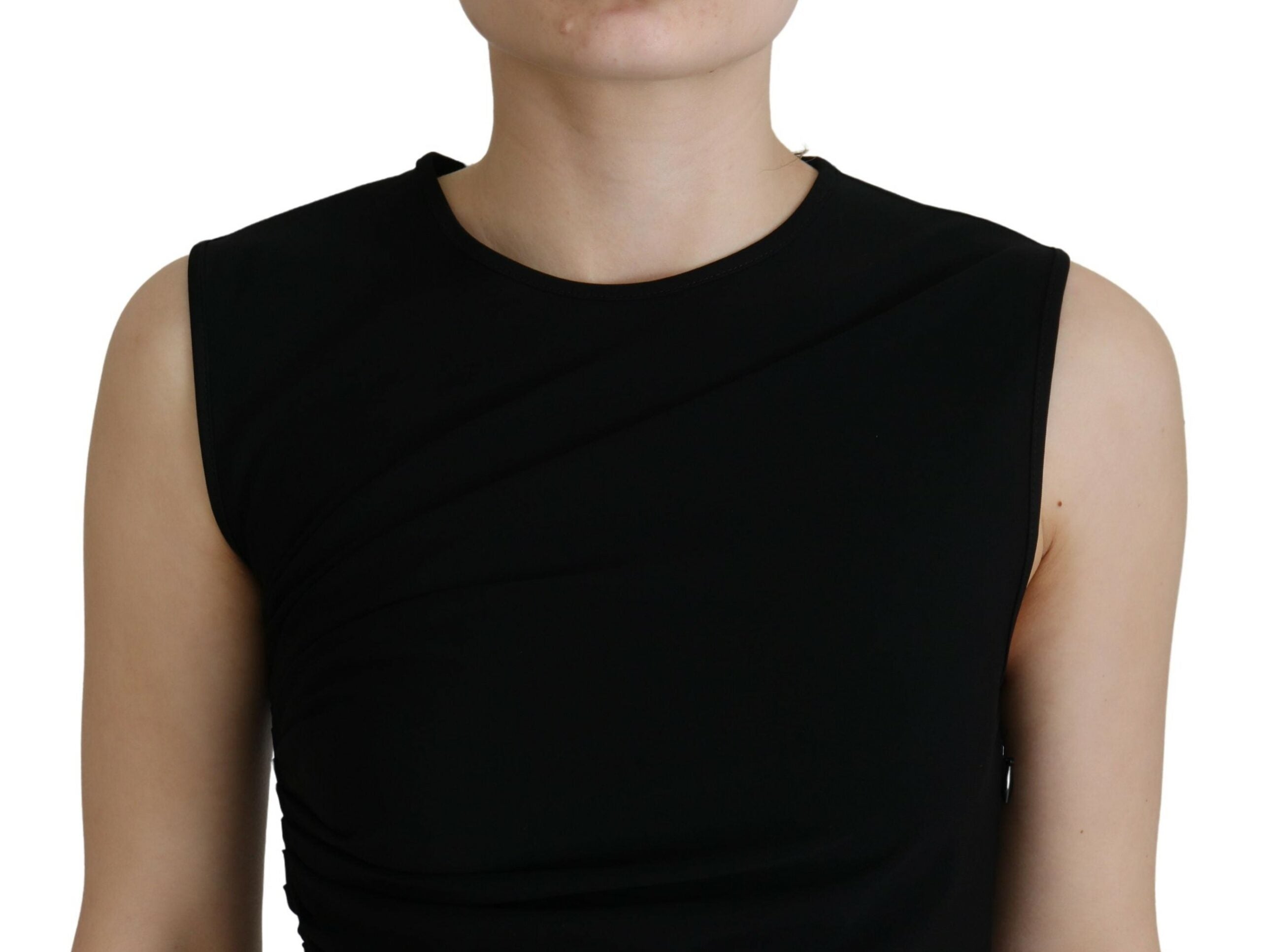 Black Synthetic Sleeveless Ruched Maxi Dress by DSQUARED2