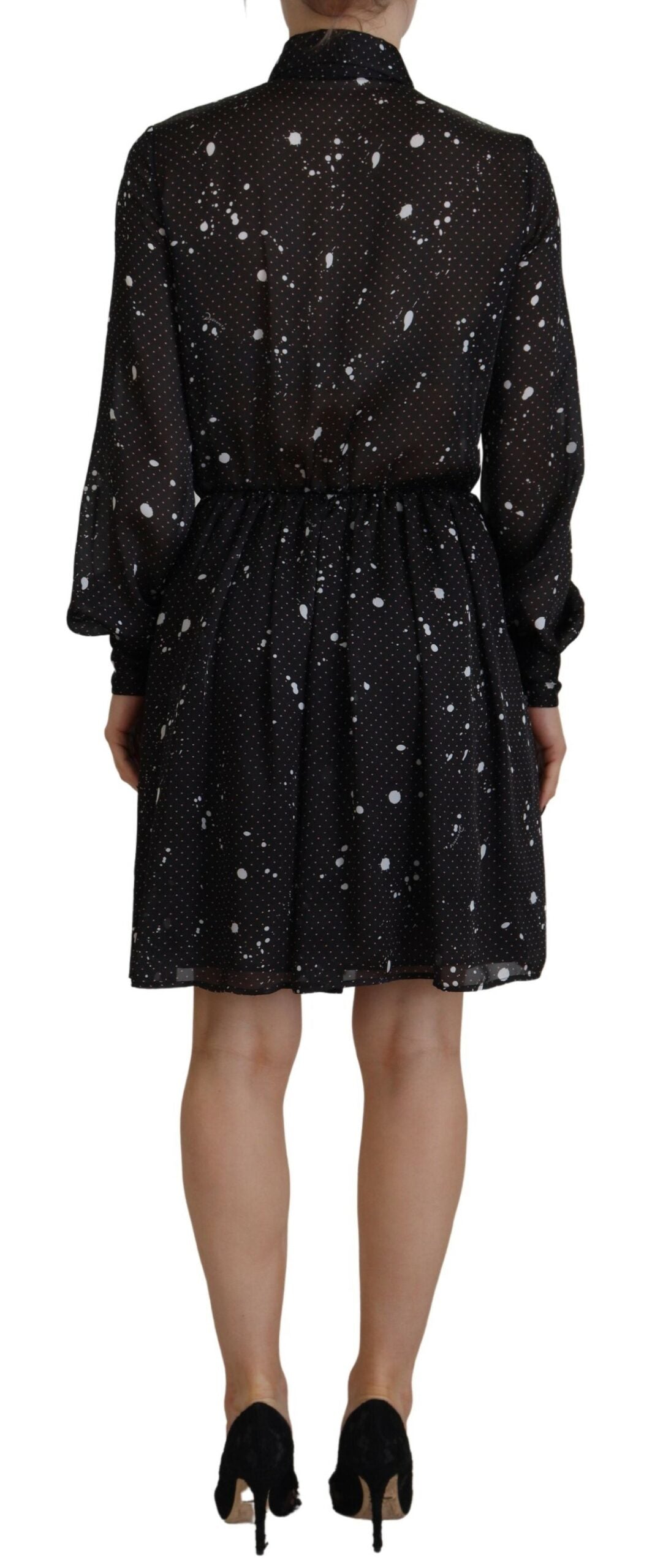 Schwarzes synthetisches Polka-Dot-Hemdblusenkleid