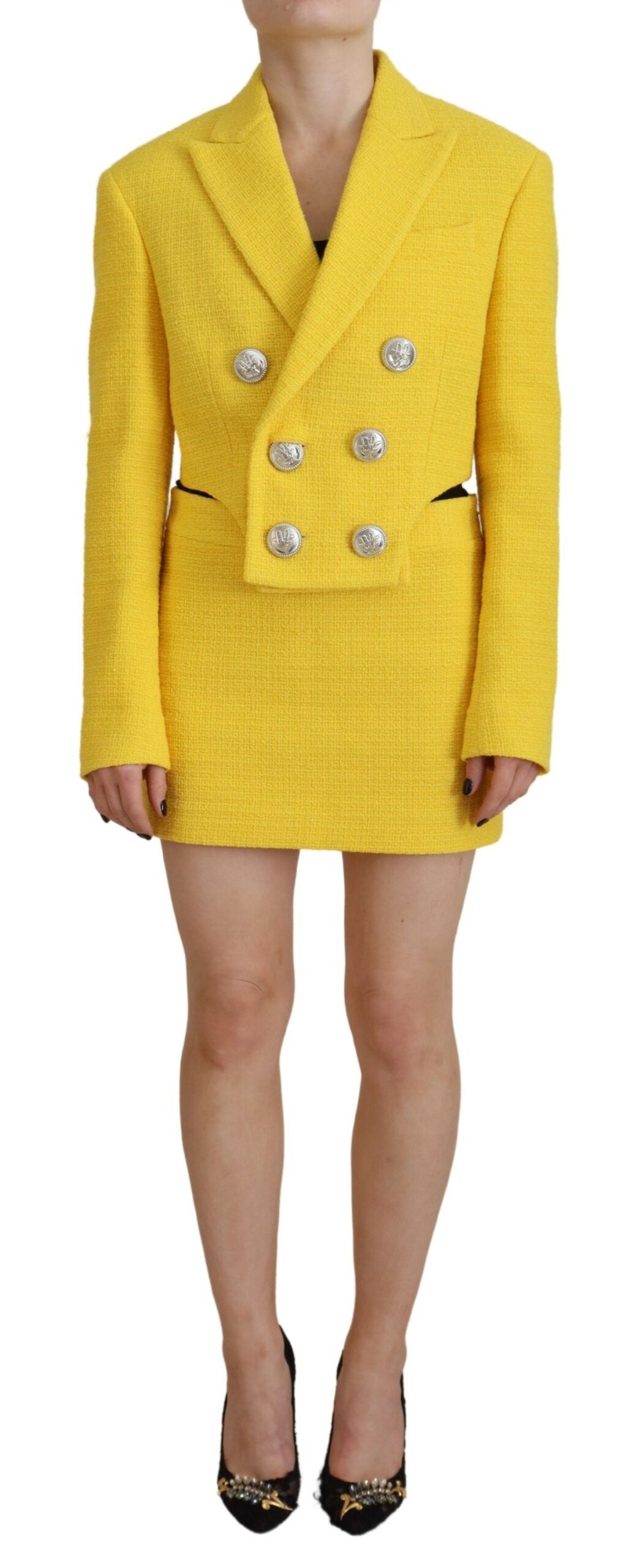 Yellow Double Breasted Mini Blazer & Skirt Set by DSQUARED2