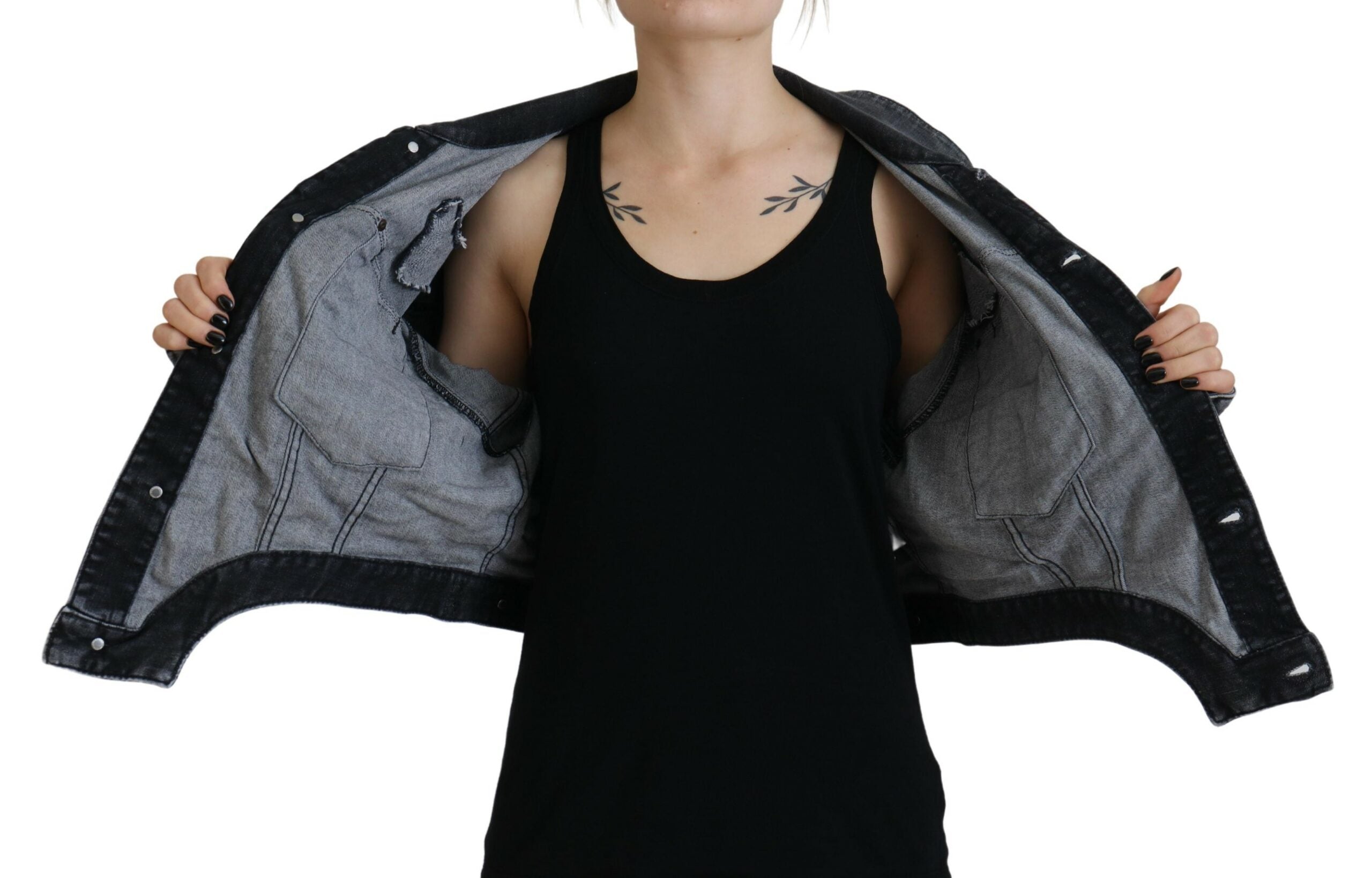 Veste en jean courte en coton délavé gris Dsquared²