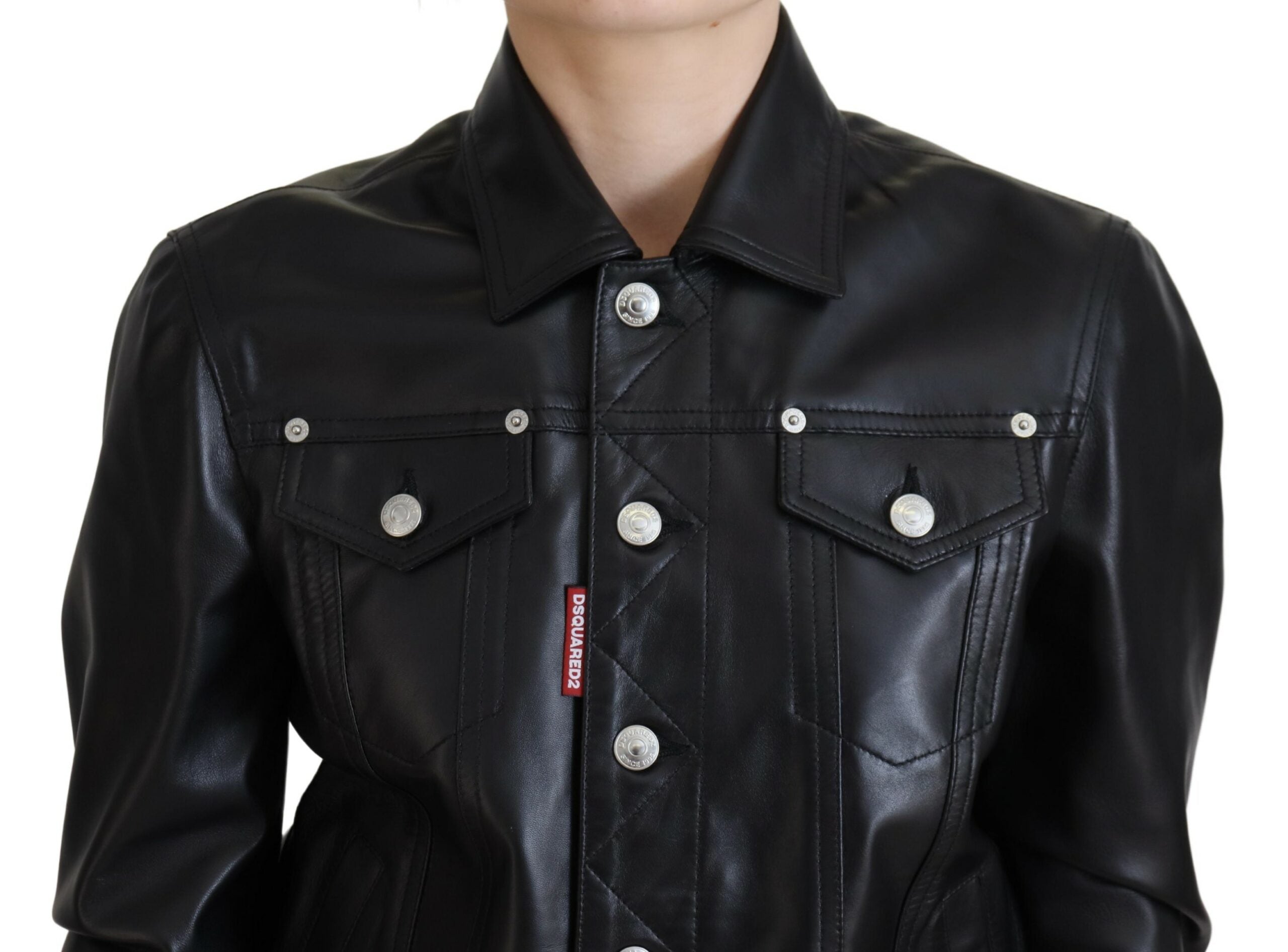 Veste Dsquared² à manches longues et col en cuir noir