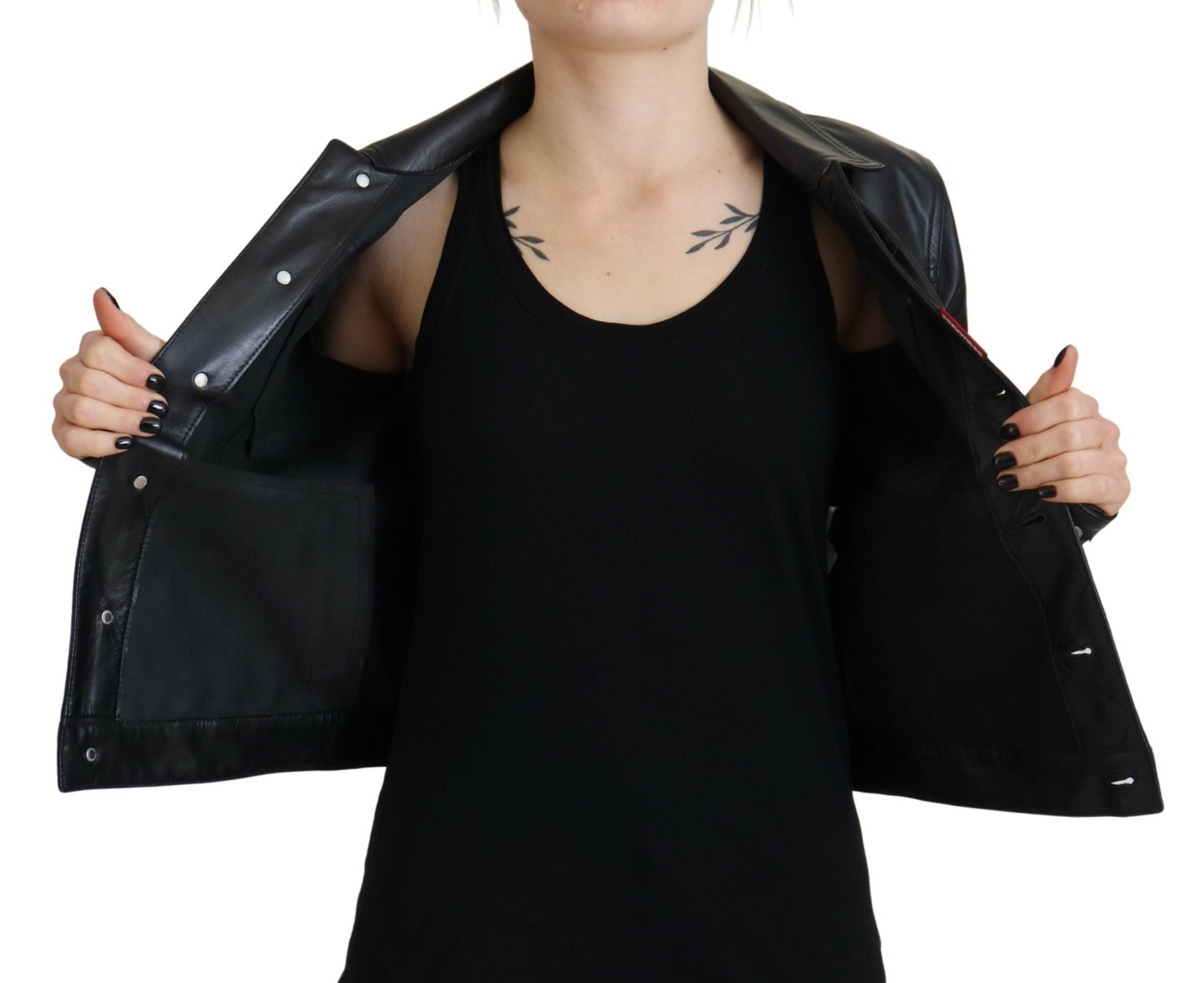 Veste Dsquared² à manches longues et col en cuir noir