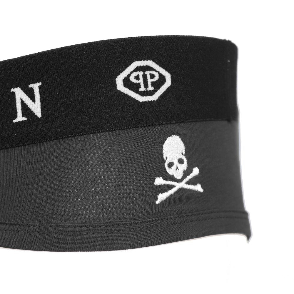 Black Cotton Men Boxer Short PackDiscover the epitome of luxury with these Philipp Plein boxer shorts. Tailored to deliver comfort and a touch of boldness to your everyday essentials, these black boxer shorts are a statement of high-end fashion. The signa