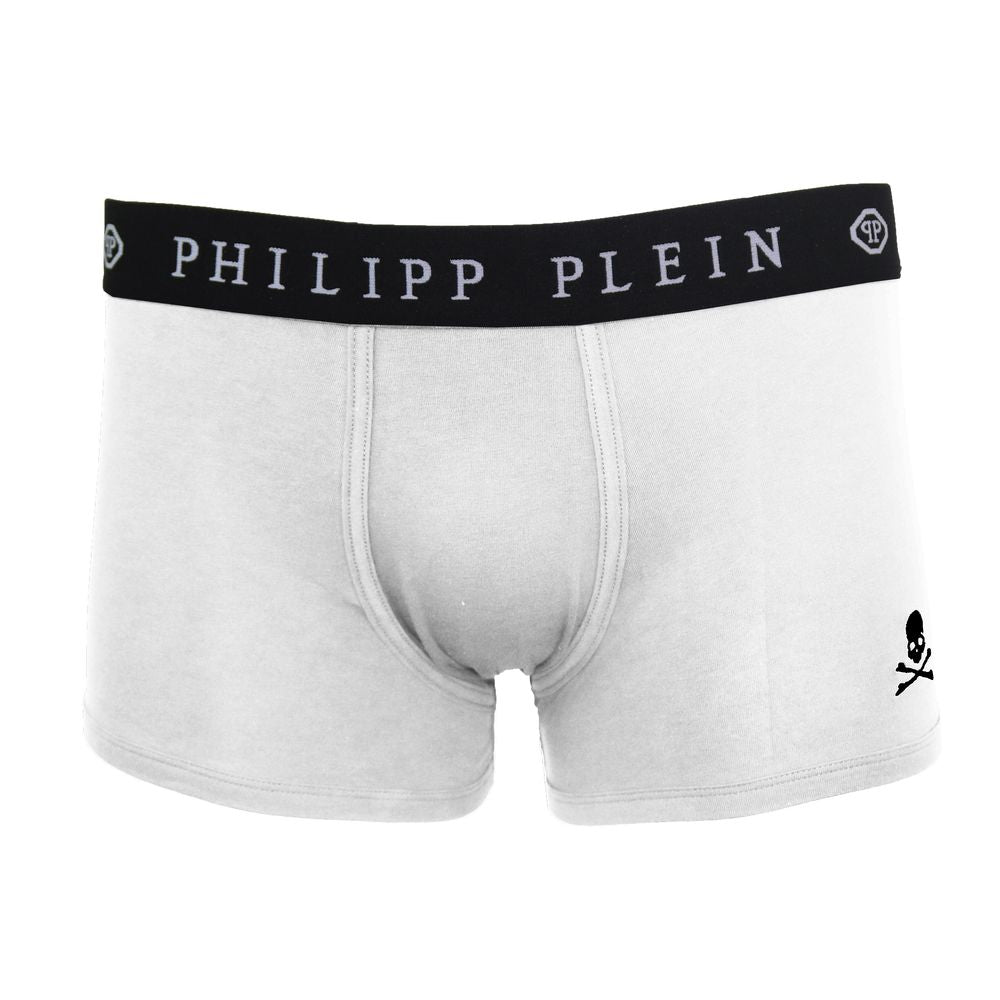 White Cotton Men's BoxerDare to define your style with superior comfort in Philipp Plein’s exclusive boxer set. Crafted with a precise blend of 95% cotton and 5% elastane, these white, elasticated boxers offer a snug fit while enhancing your fashion cred