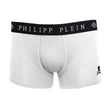 White Cotton Men's BoxerDare to define your style with superior comfort in Philipp Plein’s exclusive boxer set. Crafted with a precise blend of 95% cotton and 5% elastane, these white, elasticated boxers offer a snug fit while enhancing your fashion cred
