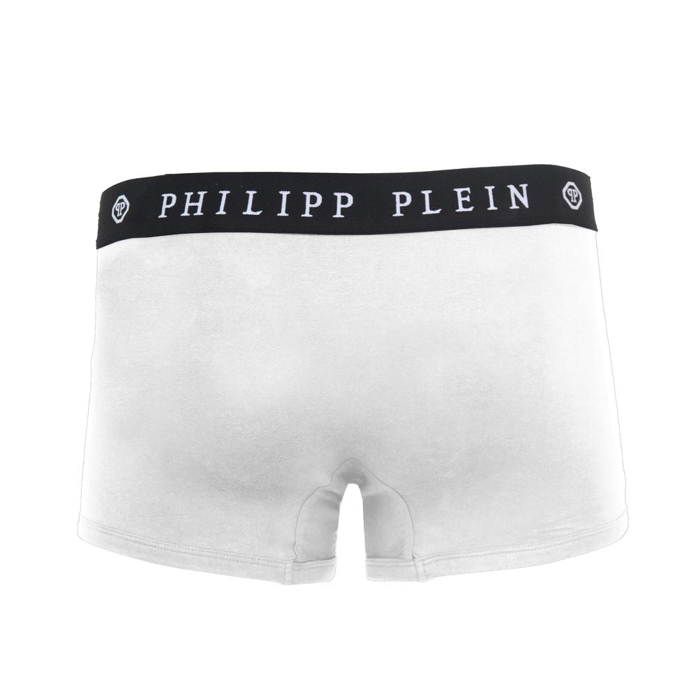 White Cotton Men's BoxerDare to define your style with superior comfort in Philipp Plein’s exclusive boxer set. Crafted with a precise blend of 95% cotton and 5% elastane, these white, elasticated boxers offer a snug fit while enhancing your fashion cred
