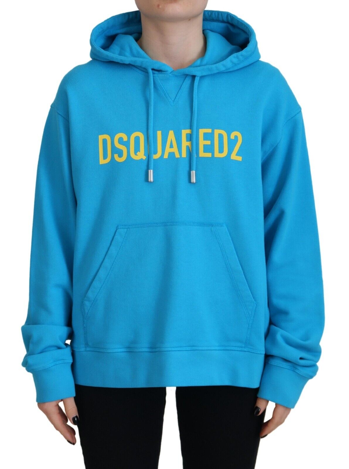 Blauer Baumwoll-Kapuzenpullover mit Logo-Print von DSQUARED2