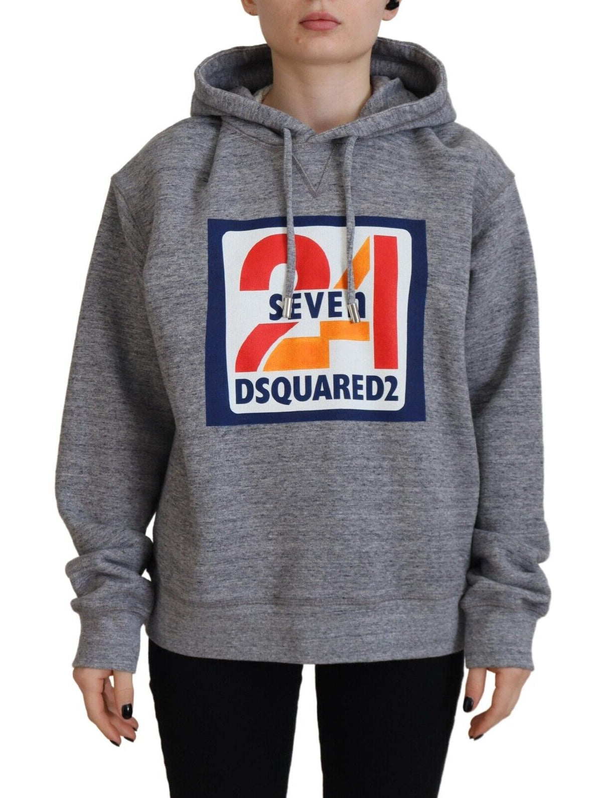 Dsquared² Grauer Hoodie mit Logo-Print aus Baumwolle