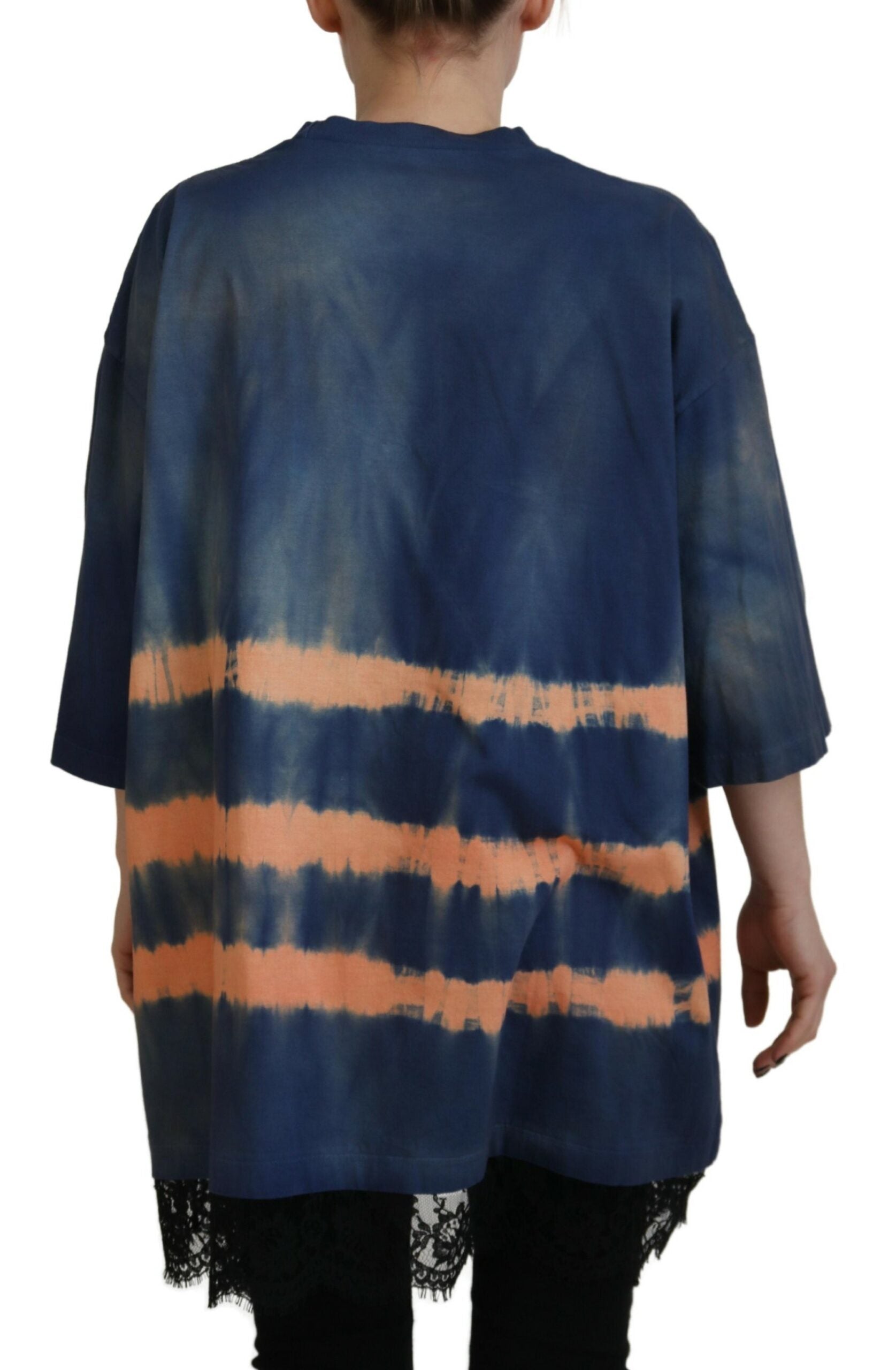 Blaues Baumwoll-Tie-Dye-Spitzen-T-Shirt von DSQUARED2
