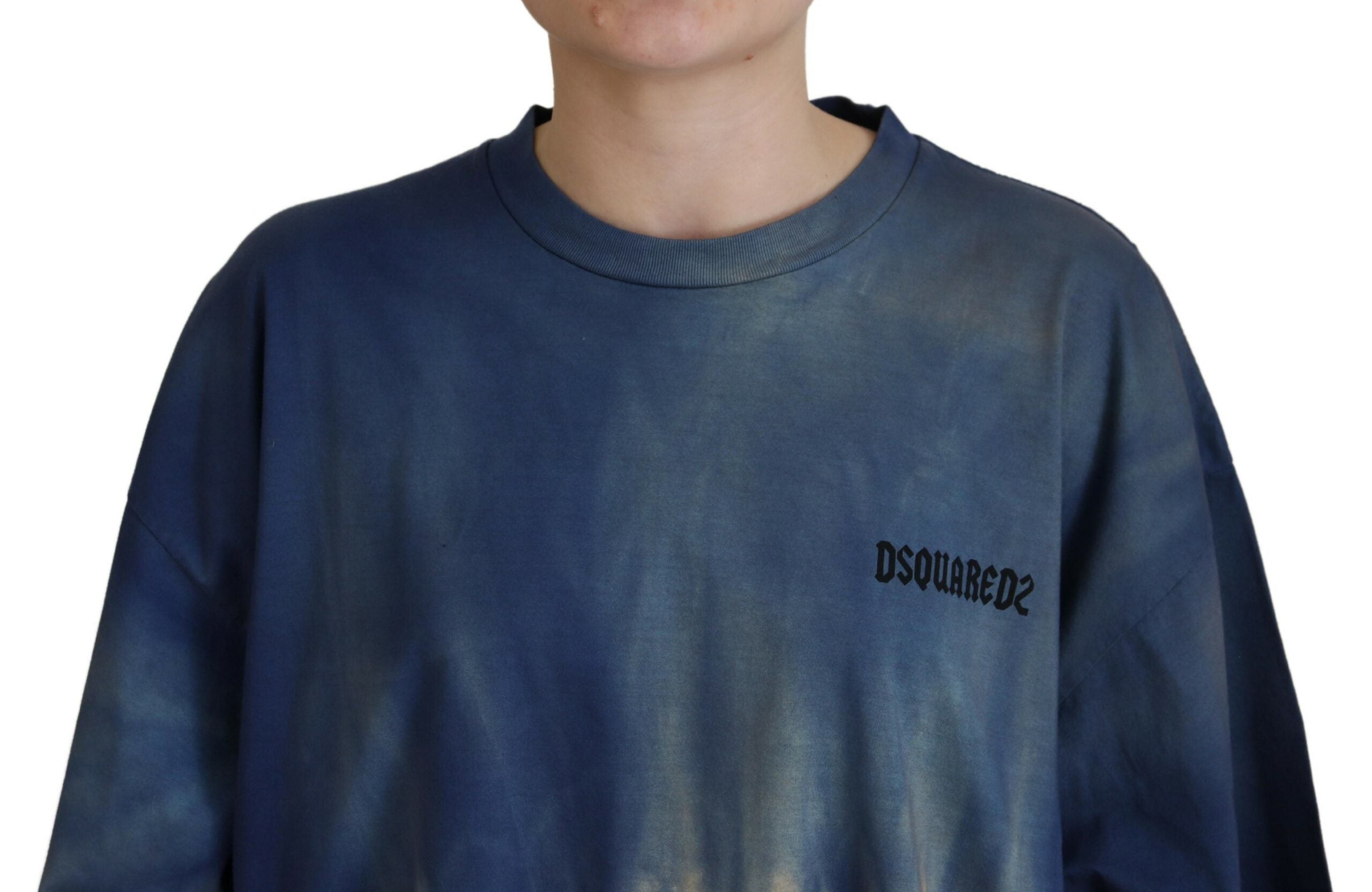 Blaues Baumwoll-Tie-Dye-Spitzen-T-Shirt von DSQUARED2