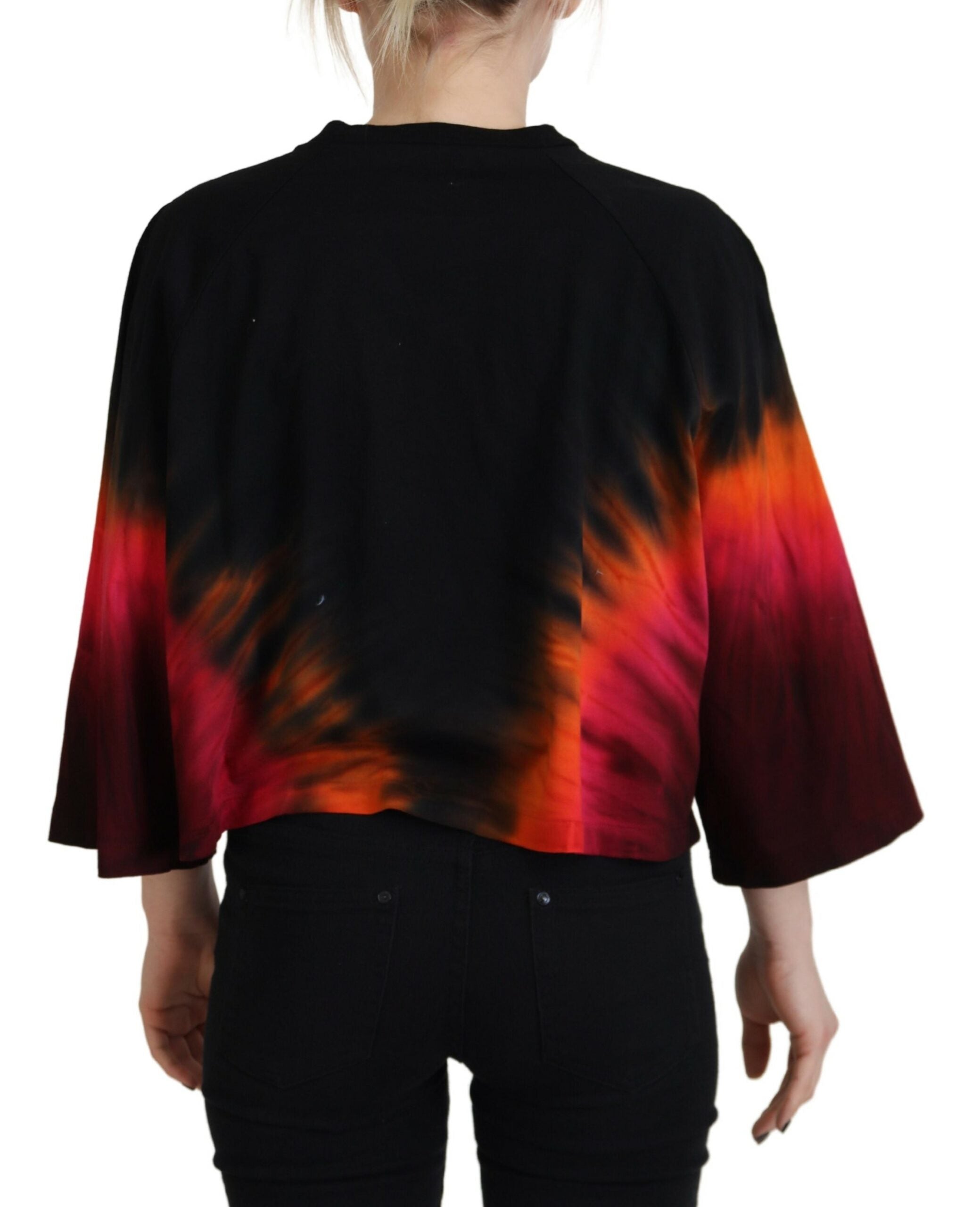 Black Cotton Tie Dye Crew Neck Top by DSQUARED2