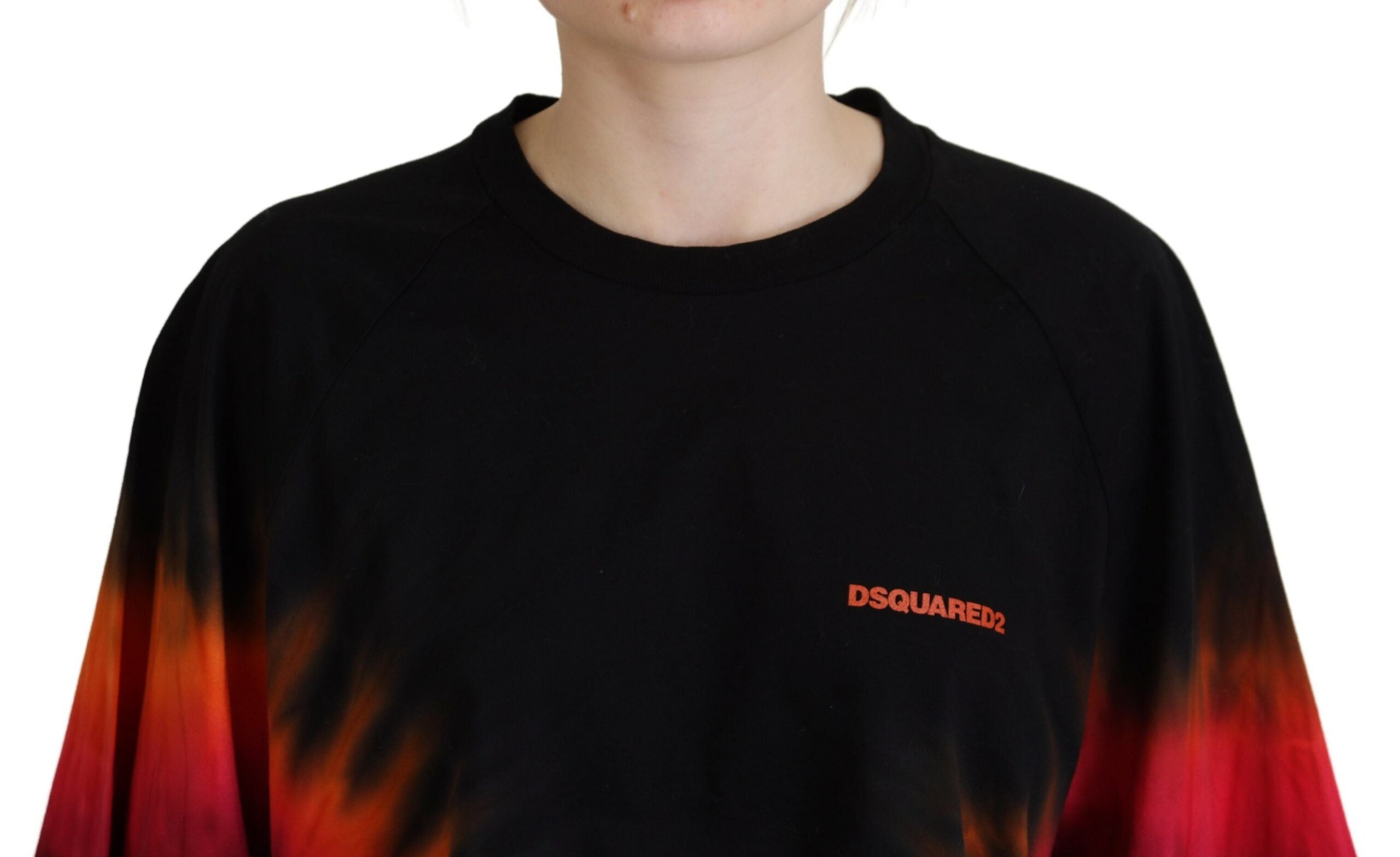 Black Cotton Tie Dye Crew Neck Top by DSQUARED2